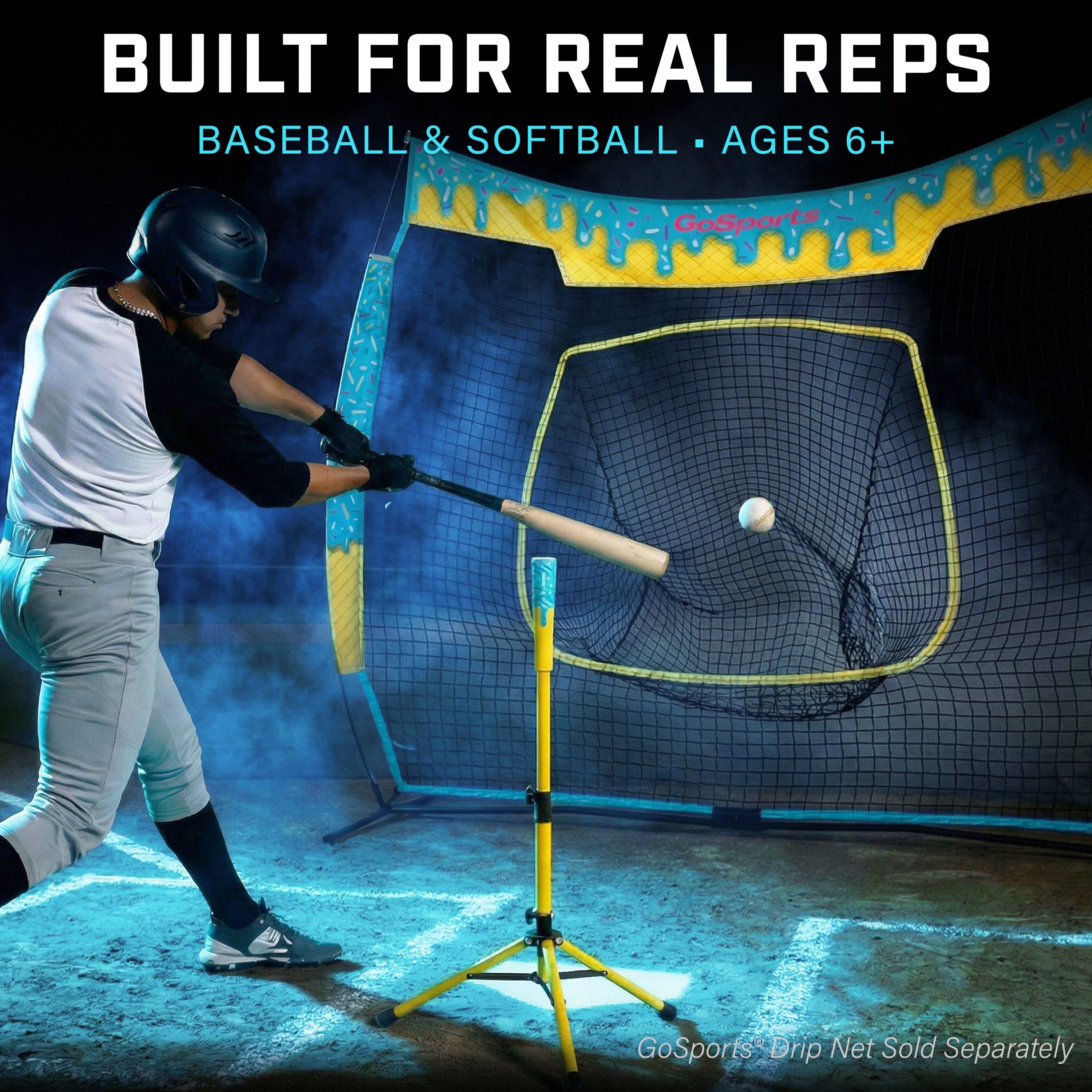 GoSports Baseball & Softball Drip Batting Tee - Adjustable (26.5" - 40") Tripod Hitting Tee with Weighted Steel Base for All Ages - Tball Practice Accessory and Baseball Training Equipment PlayGoSports.com