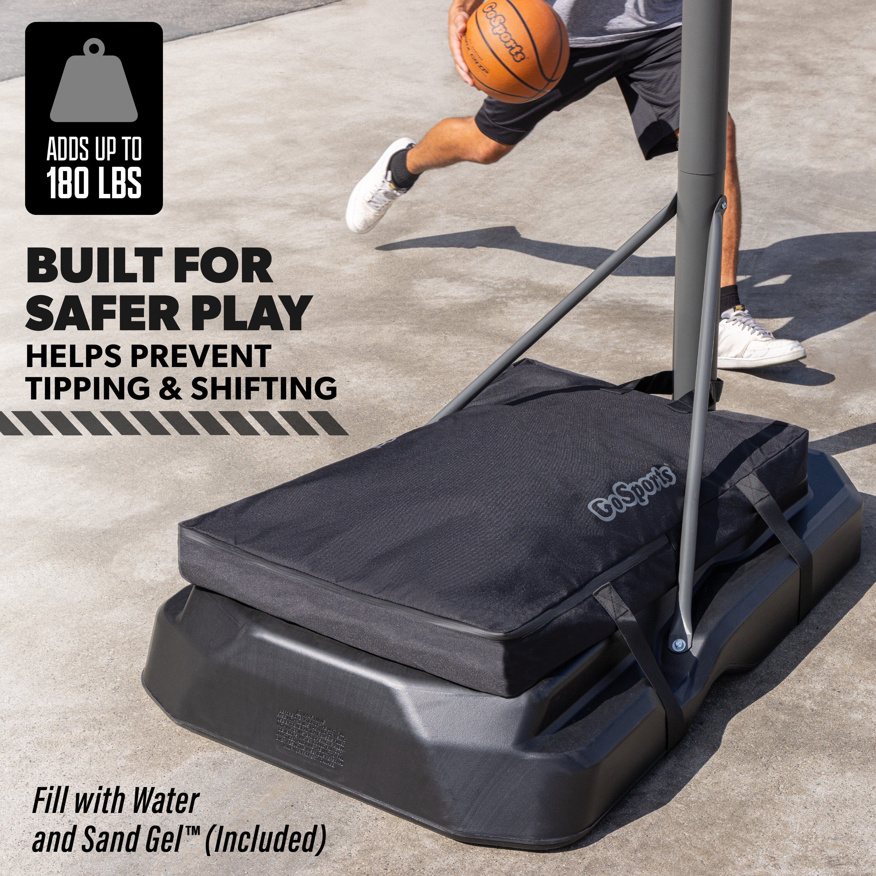 GoSports Basketball Hoop Weight for Base - Stable, Clean, All-Weather Sandbag Cover- Sand Gel Included Basketball Playgosports.com