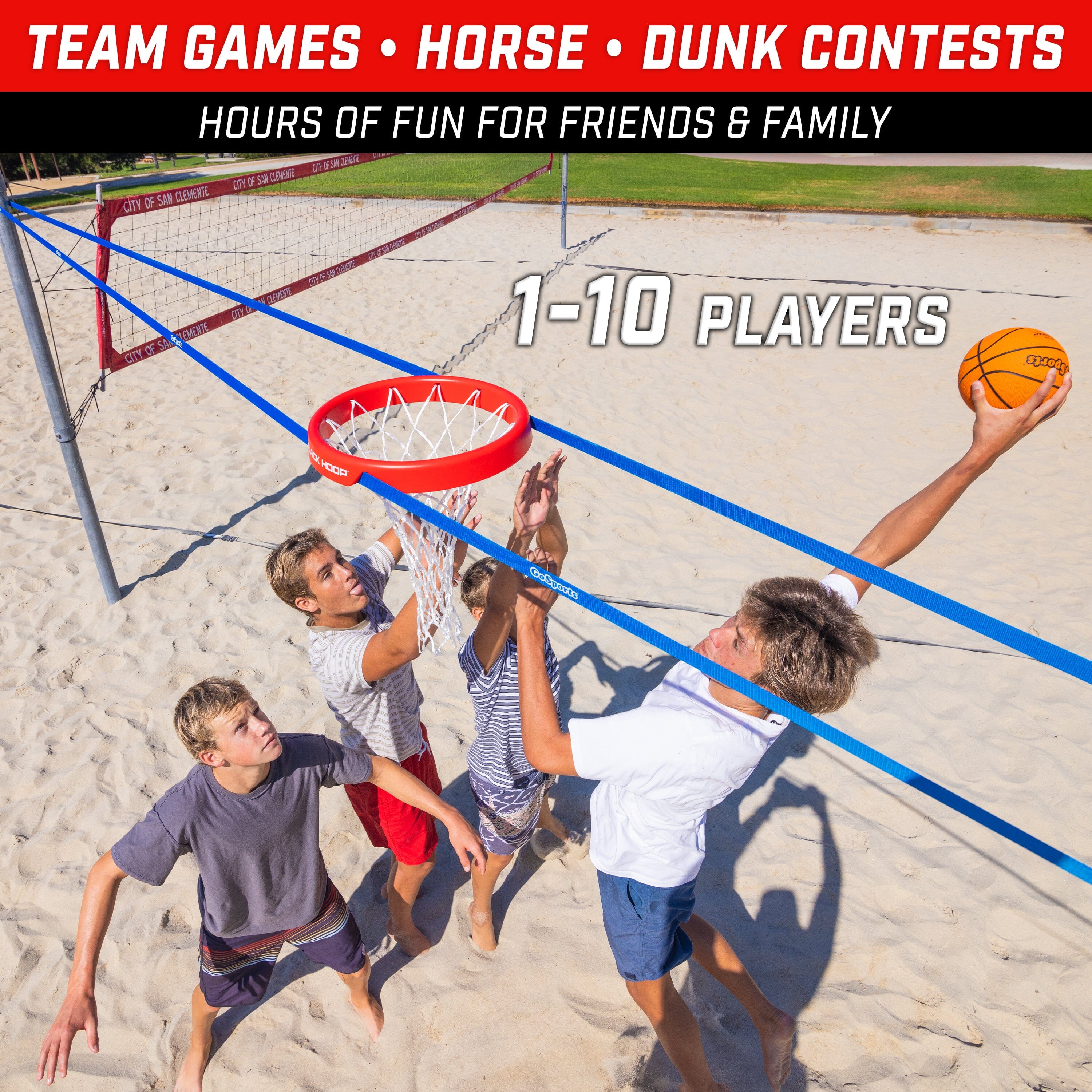 GoSports Slack Hoop Portable Basketball Game for Kids & Teens - Adjustable Height Outdoor Lawn, Beach, & Yard Game - Basketball Without a Court GoSports