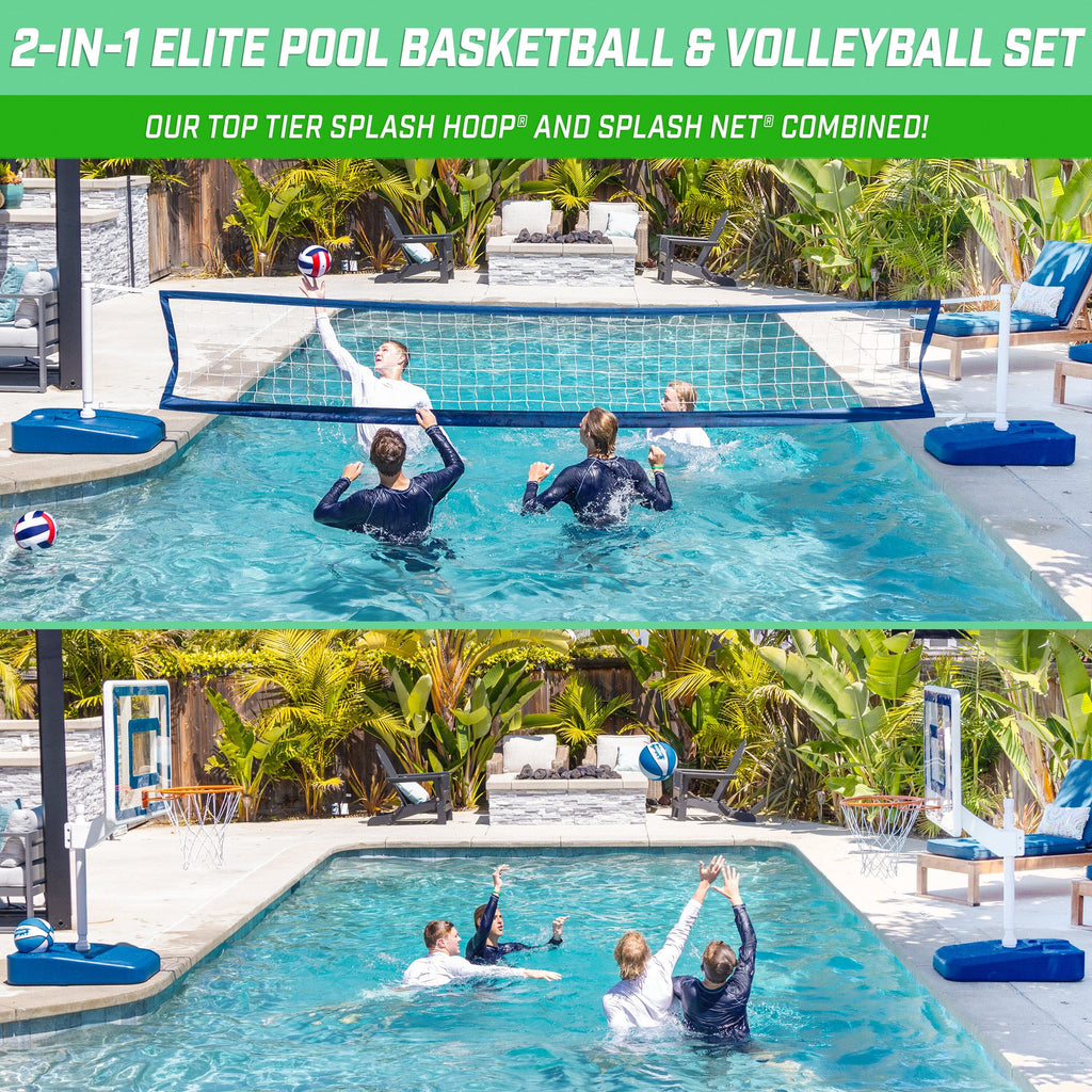 GoSports Splash Hoop ELITE 2-in-1 Full Court Pool Basketball & Volleyball Game Set Playgosports.com 
