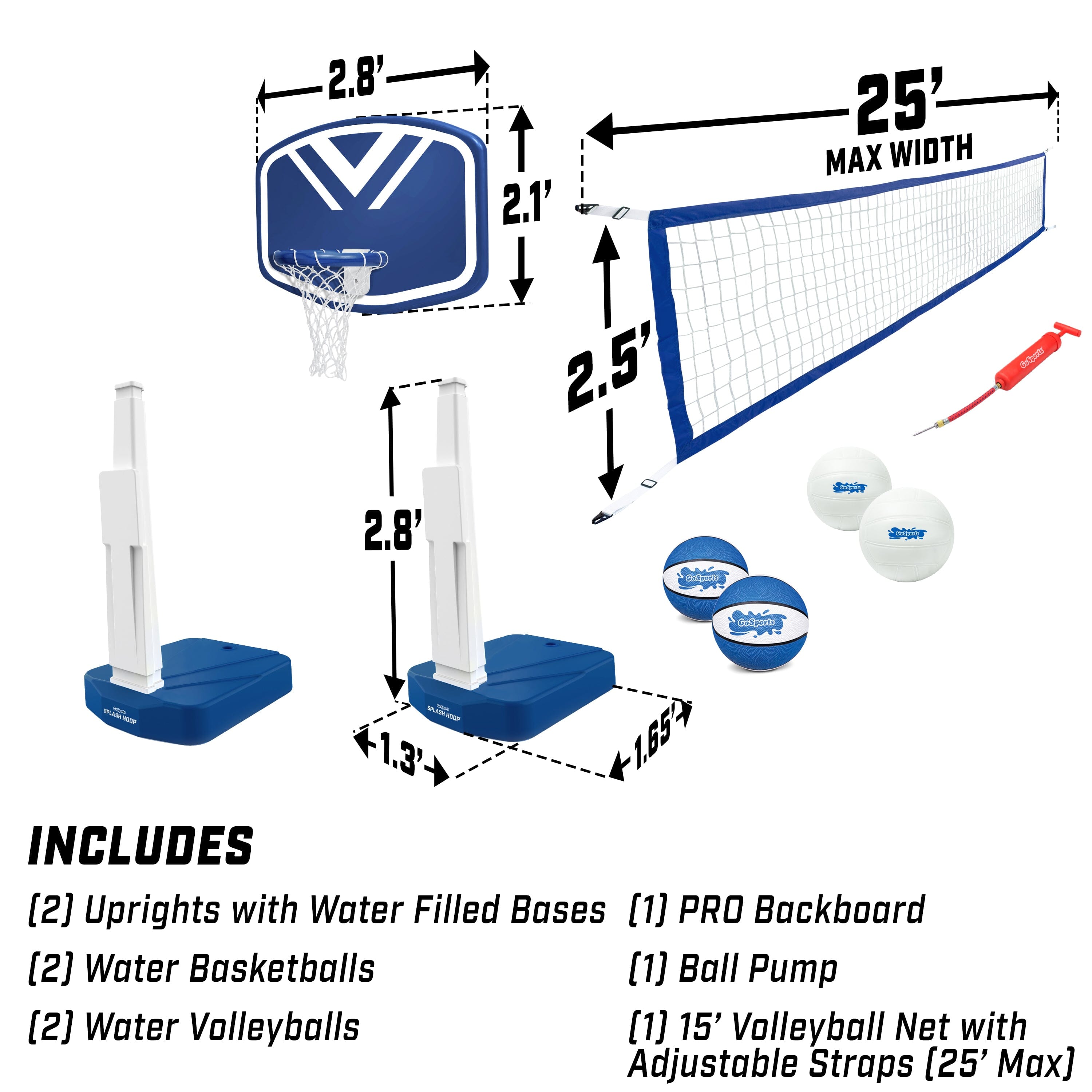 the water volleyball set includes two water volleyball sets, a water volleyball net and a water volleyball net