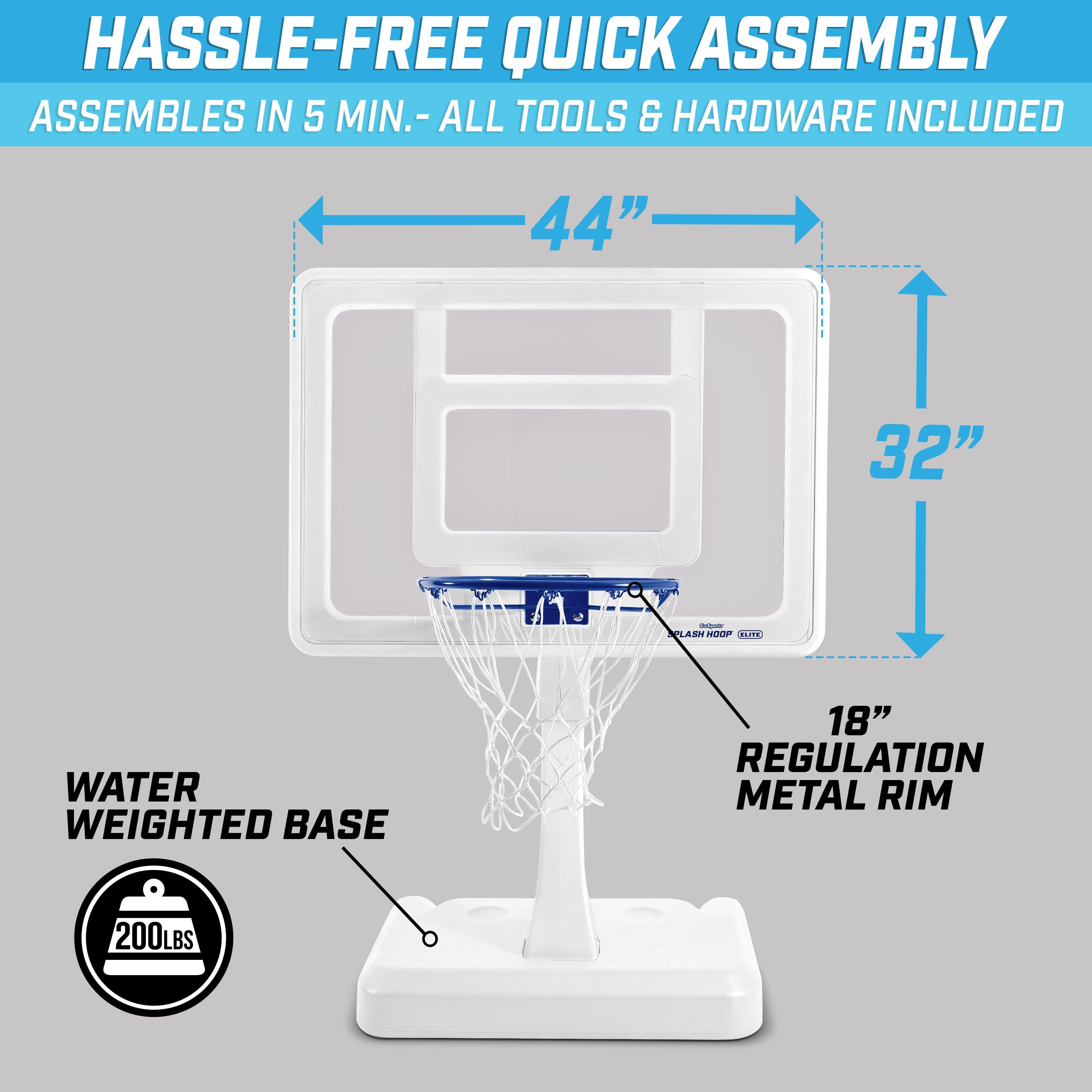 the basketball hoop with measurements