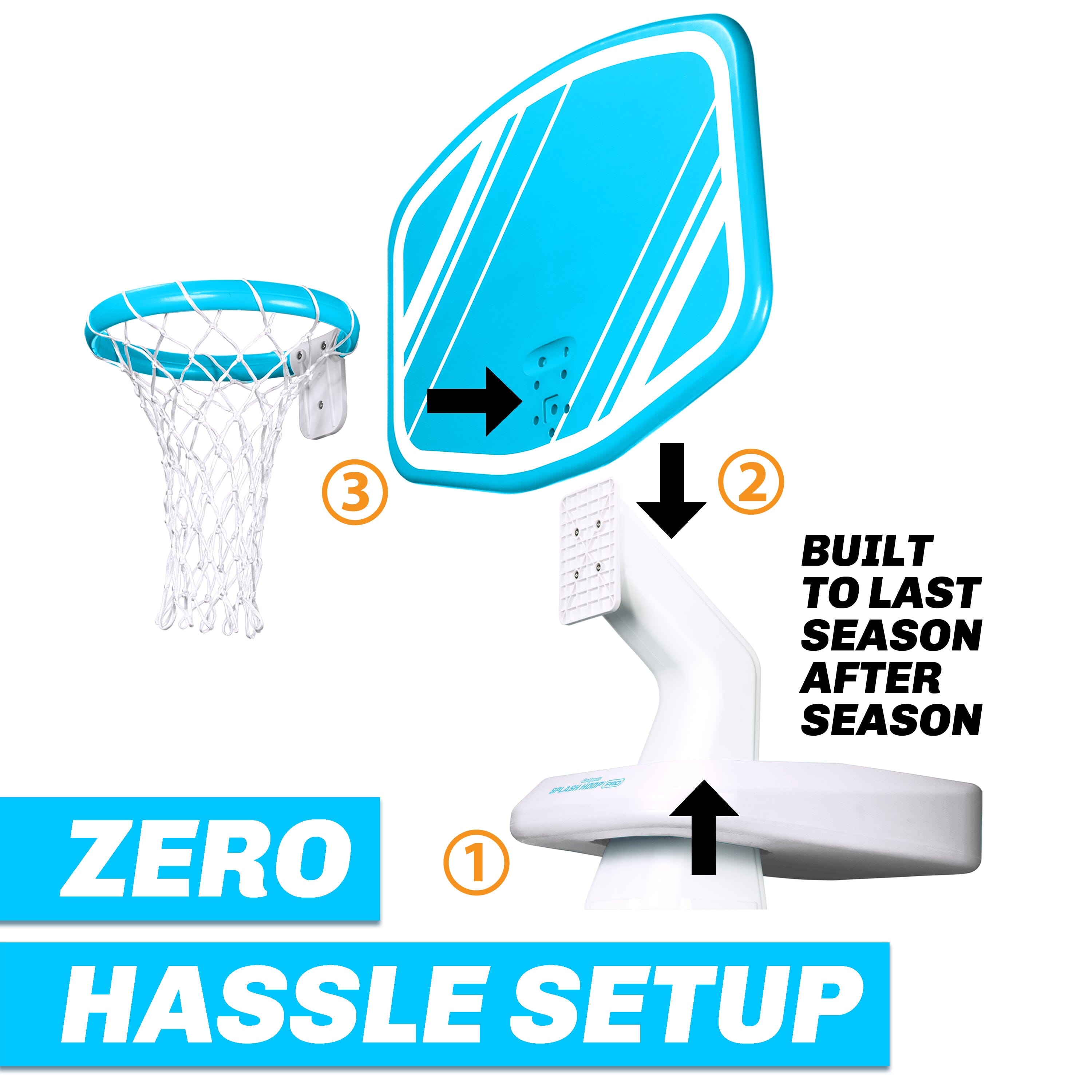 GoSports Splash Hoop PRO - Choose Your Color - Swimming Pool Basketball Game Pool Toy GoSports