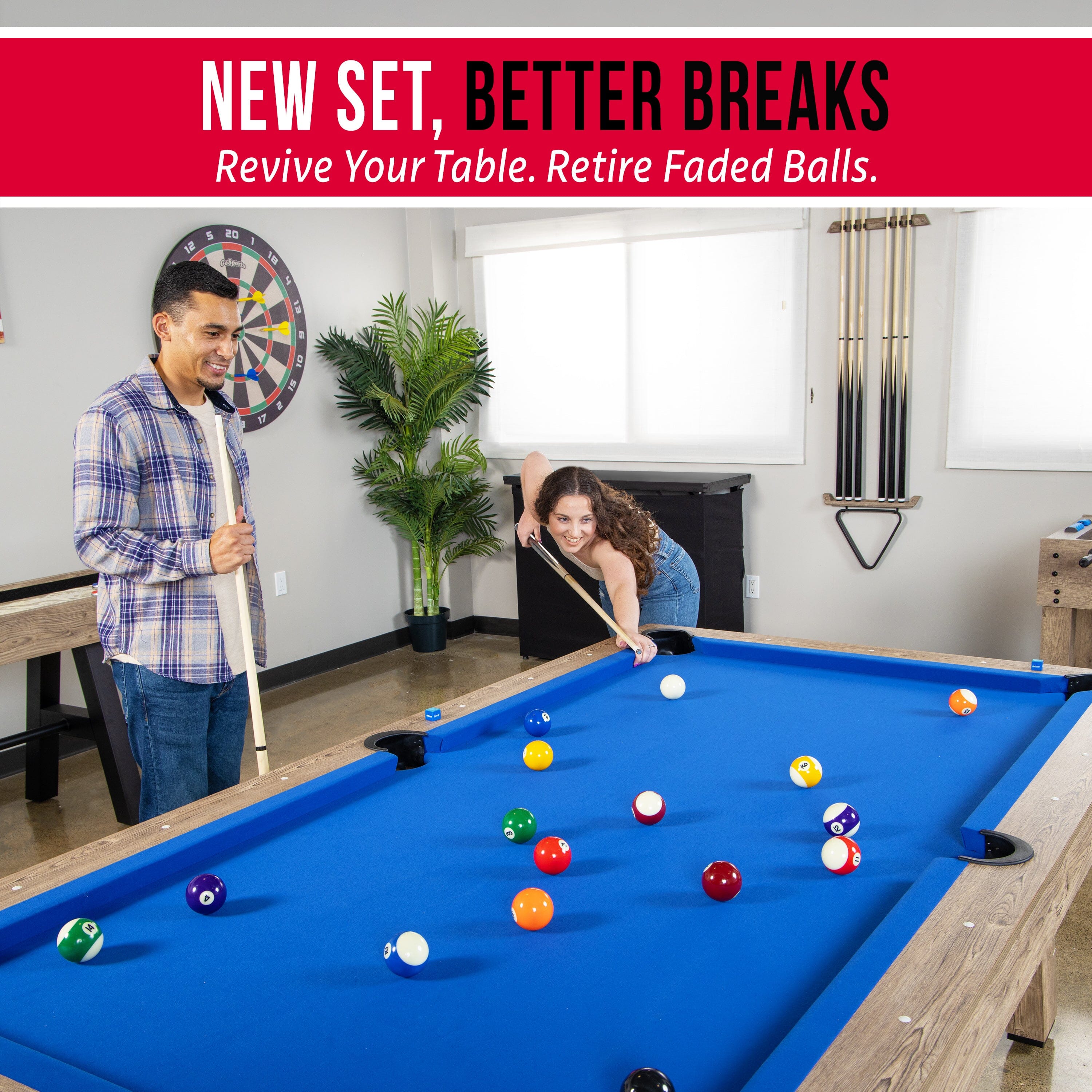 GoSports Regulation Pool Balls for Pool Table – Premium Set of 16 Billiard Balls, Professional Pool Table Balls Set Billiards GoSports