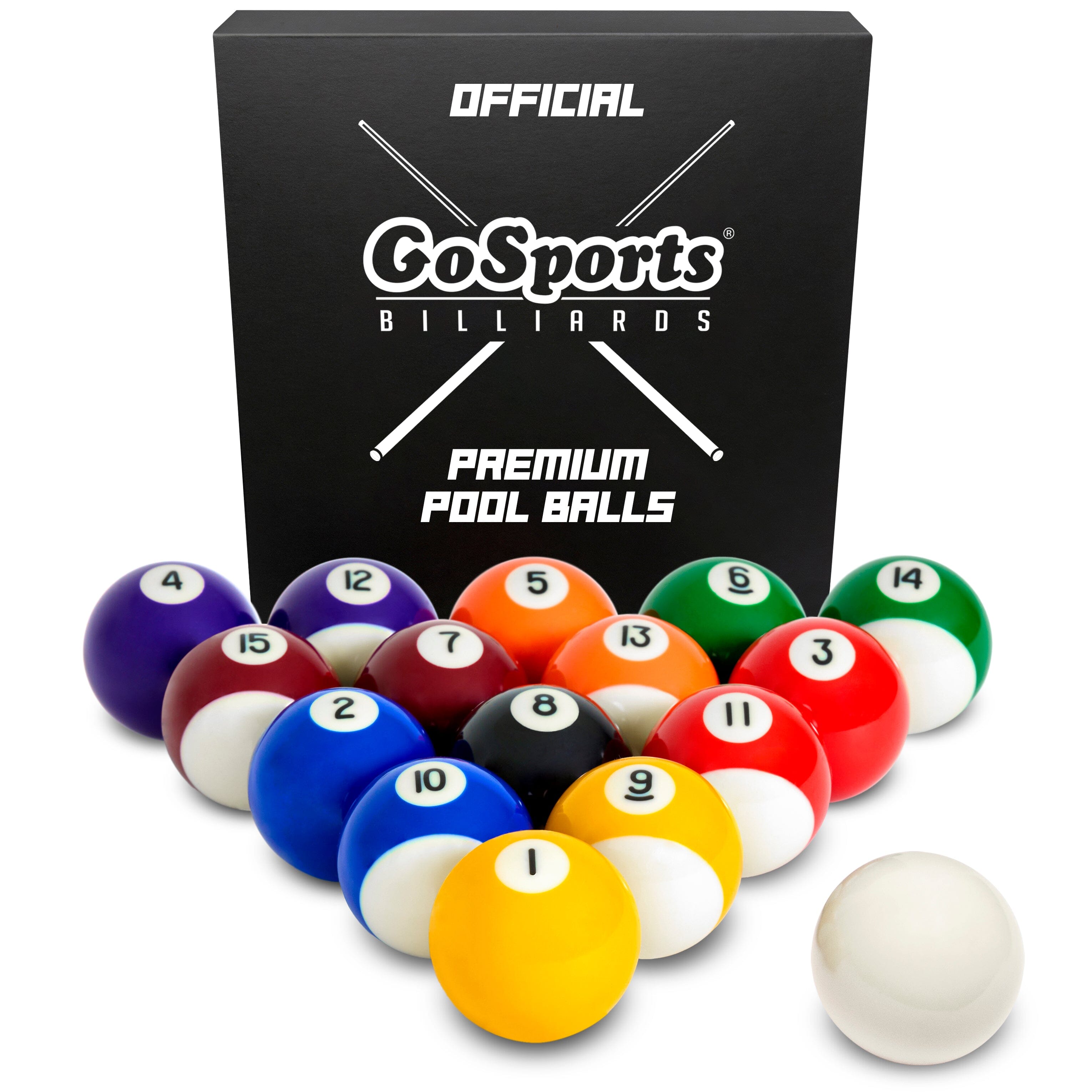 GoSports Regulation Pool Balls for Pool Table – Premium Set of 16 Billiard Balls, Professional Pool Table Balls Set Billiards GoSports