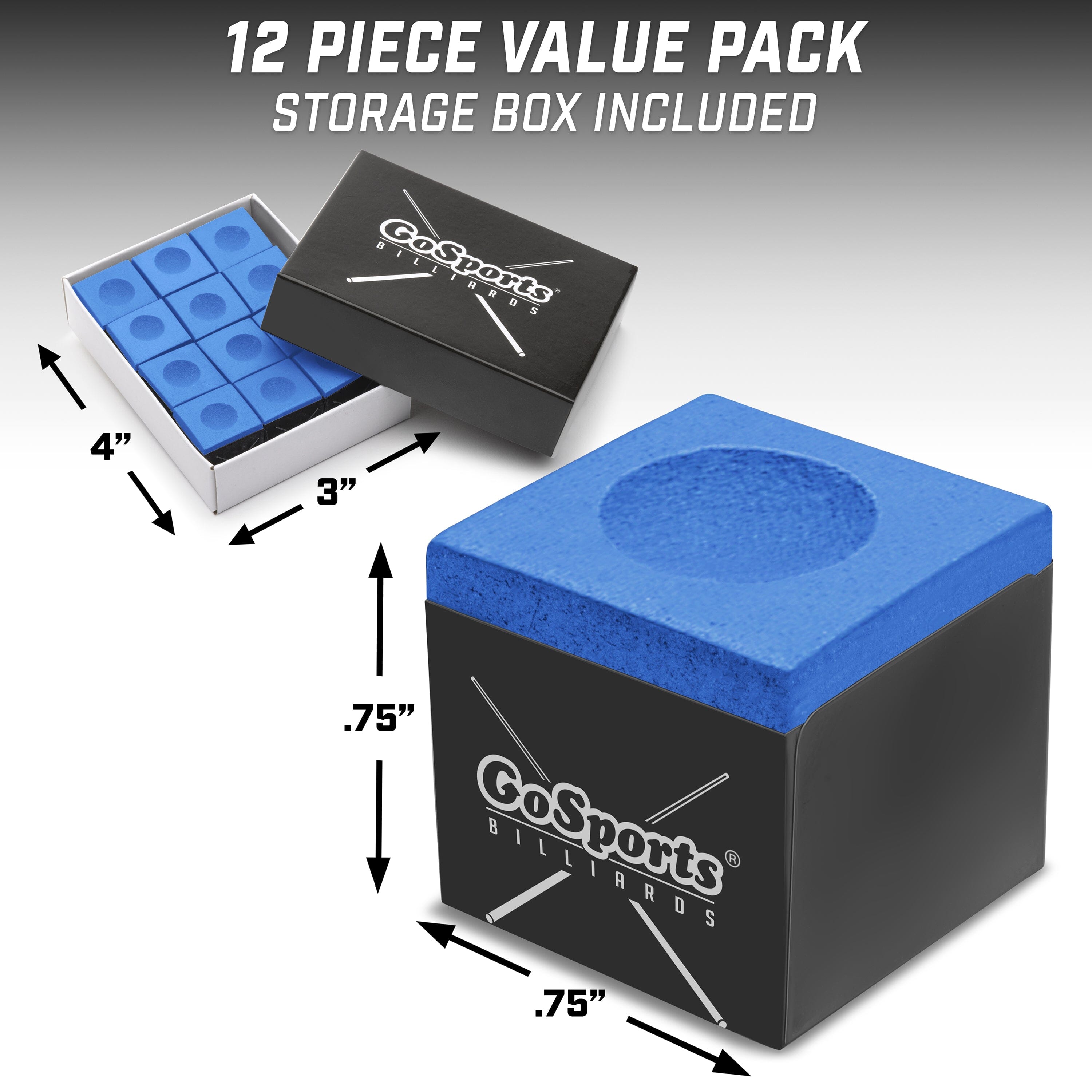 GoSports Premium Pool Cue Chalk Cube - 12 Pack GoSports