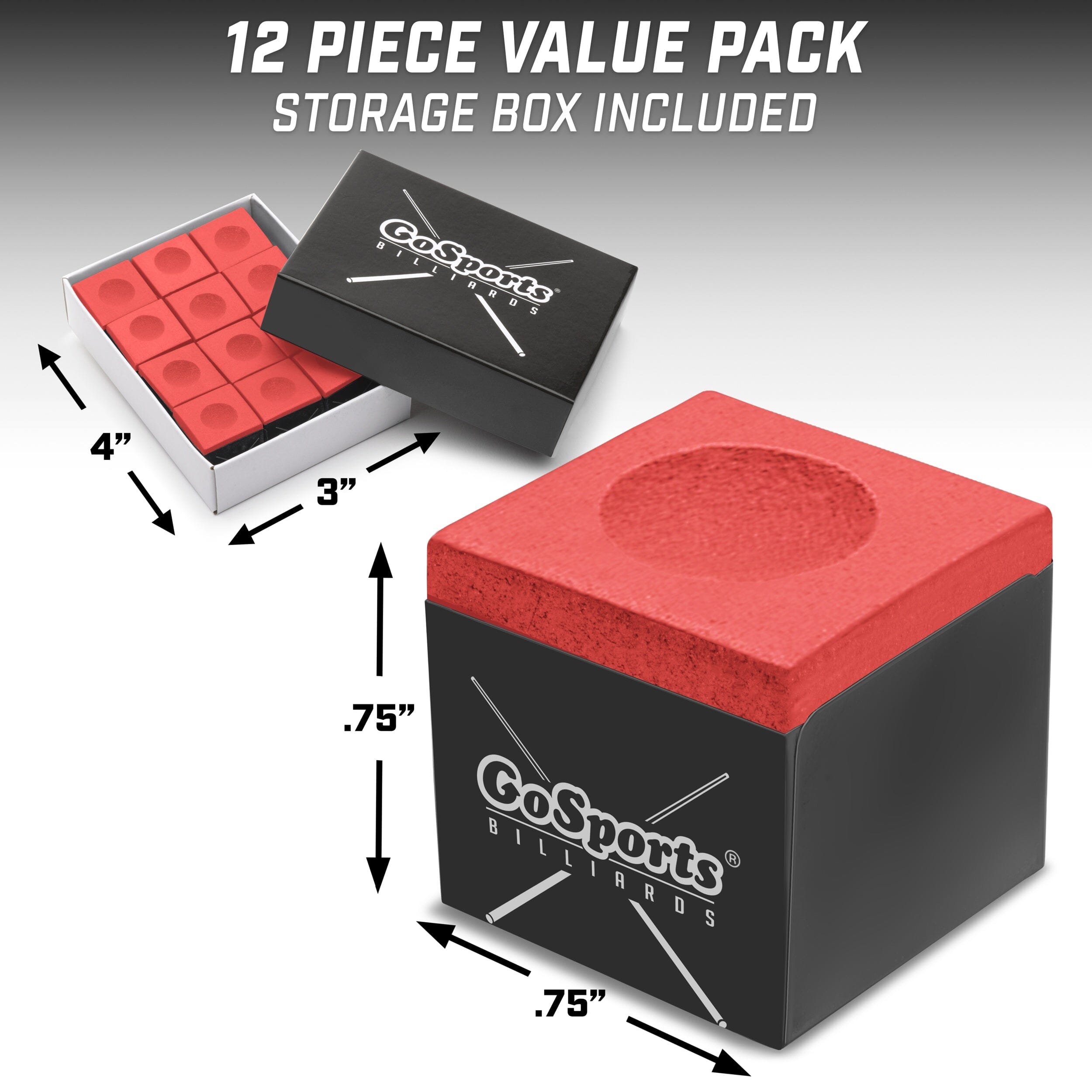 GoSports Premium Pool Cue Chalk Cube - 12 Pack GoSports
