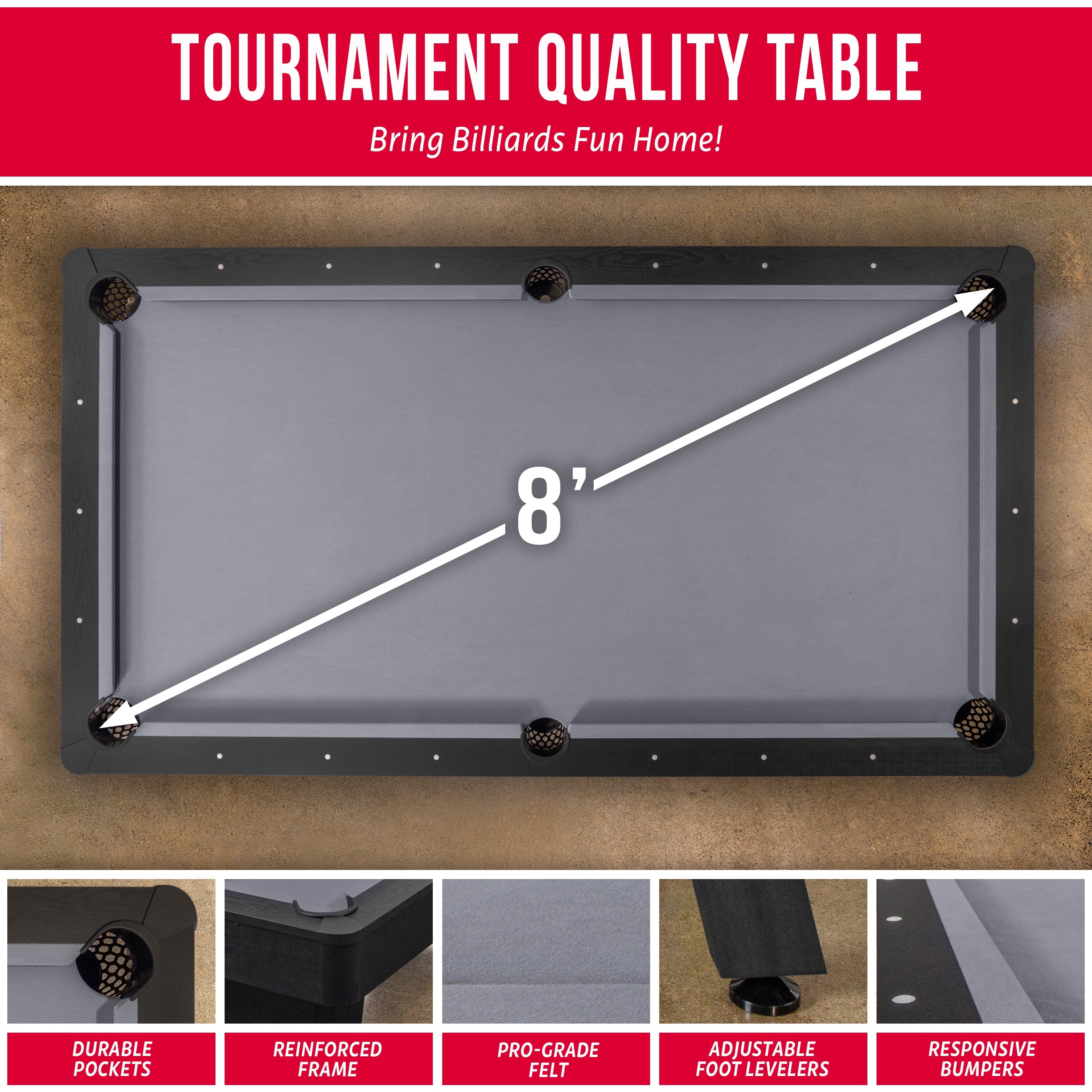 GoSports 8 ft Pool Tables with Wood Finish - Billiards Game Room Table for Adults & Family - Accessories Not Included Billiards Playgosports.com