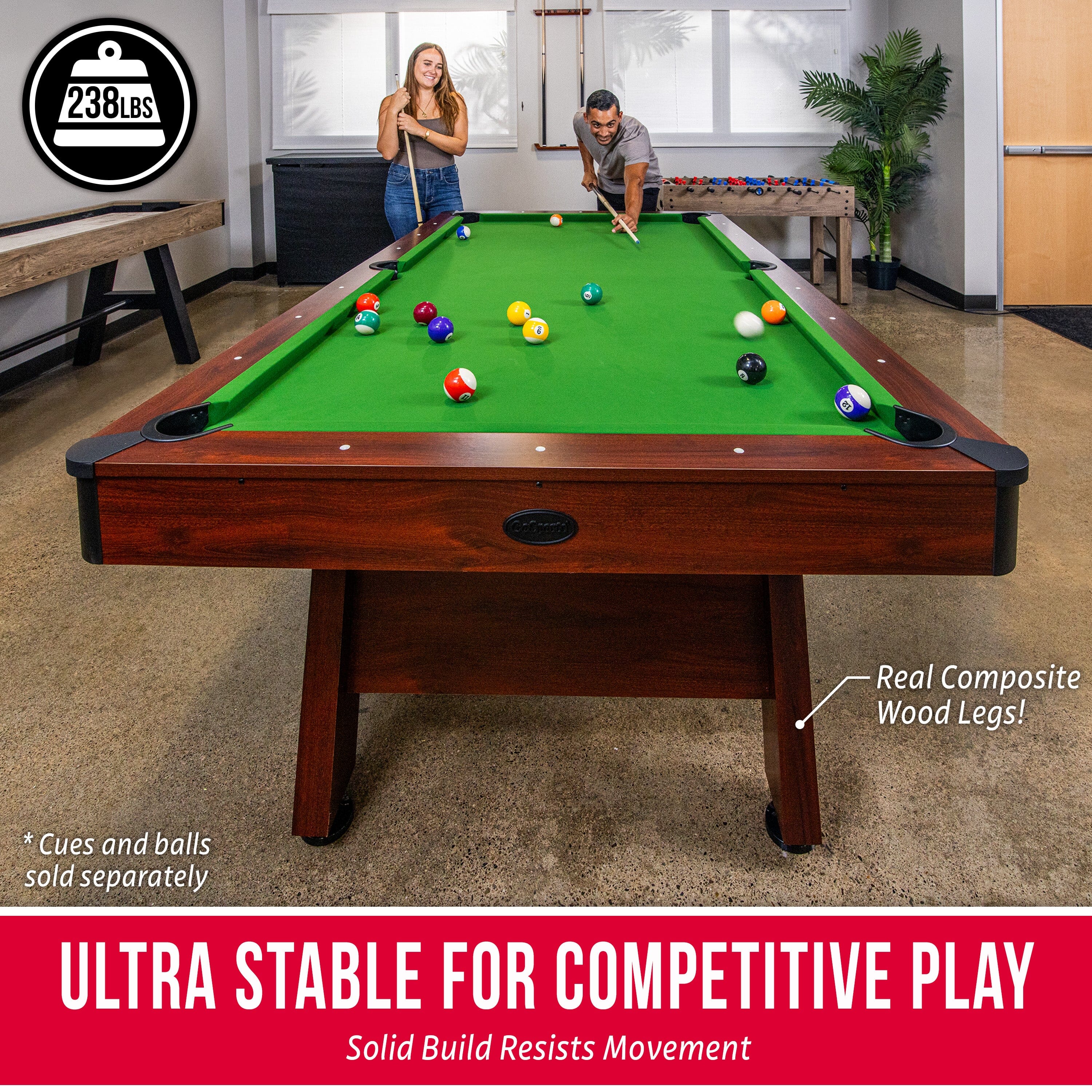 GoSports 8 ft Pool Tables with Wood Finish - Billiards Game Room Table for Adults & Family - Accessories Not Included Billiards Playgosports.com