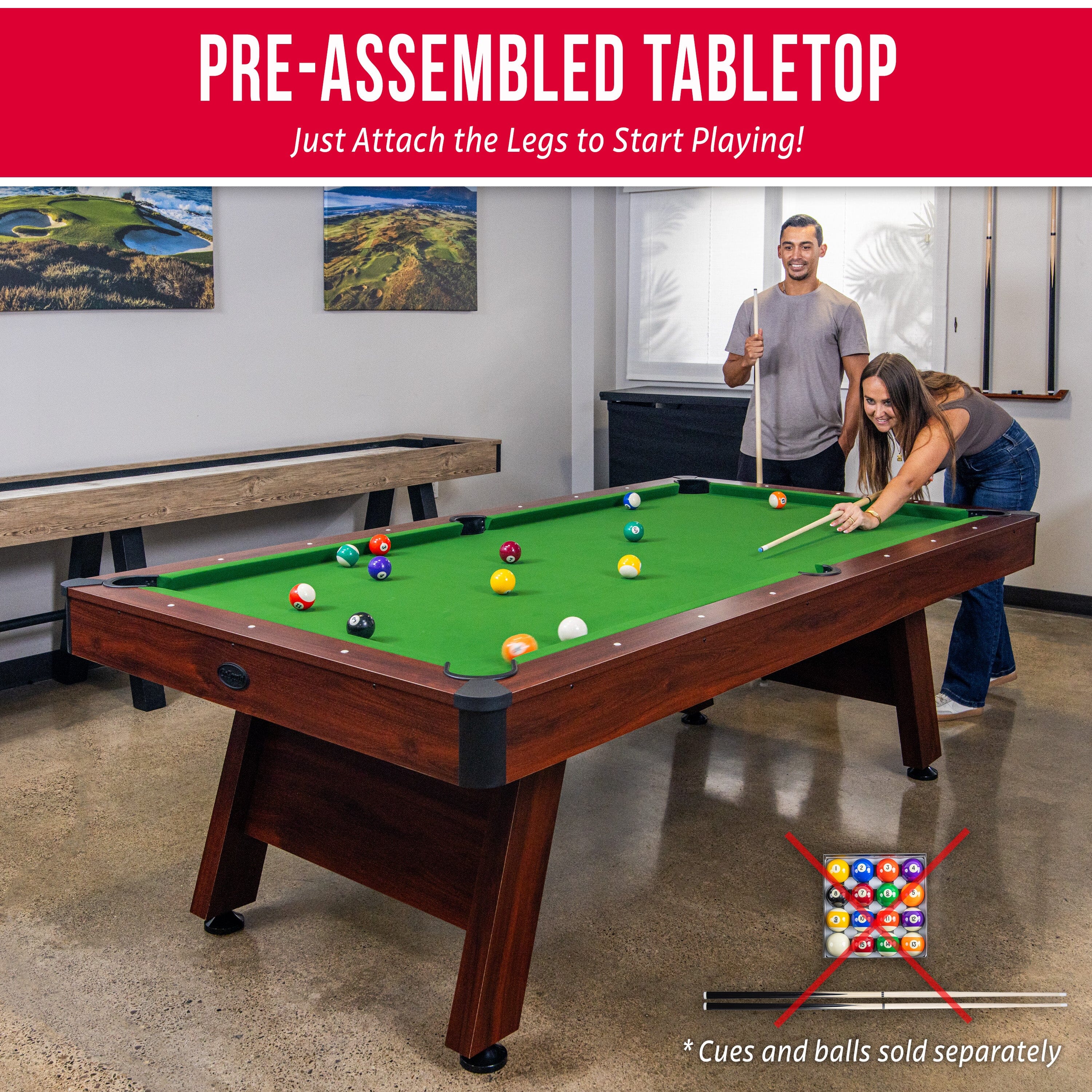 GoSports 8 ft Pool Tables with Wood Finish - Billiards Game Room Table for Adults & Family - Accessories Not Included Billiards Playgosports.com