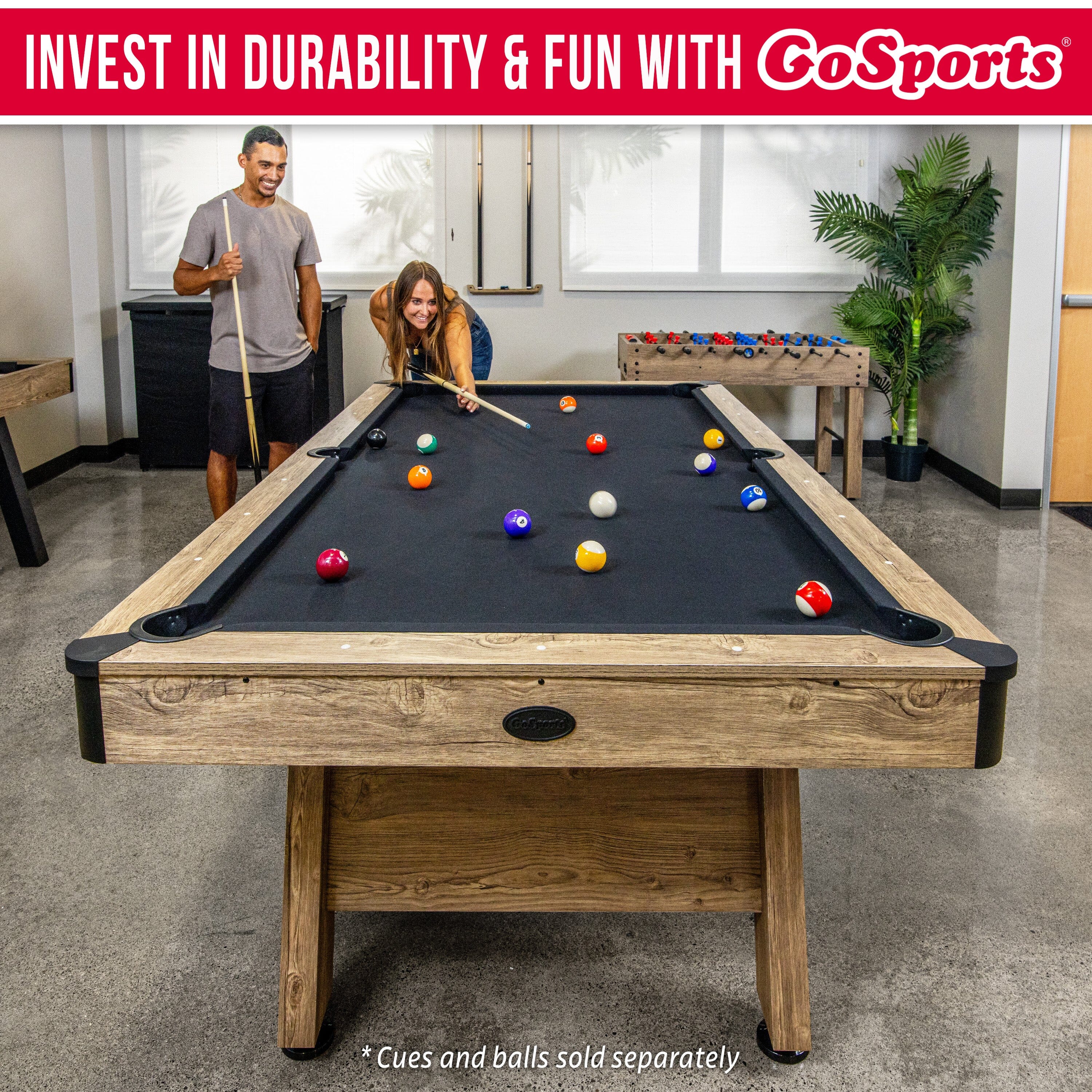GoSports 8 ft Pool Tables with Wood Finish - Billiards Game Room Table for Adults & Family - Accessories Not Included Billiards Playgosports.com