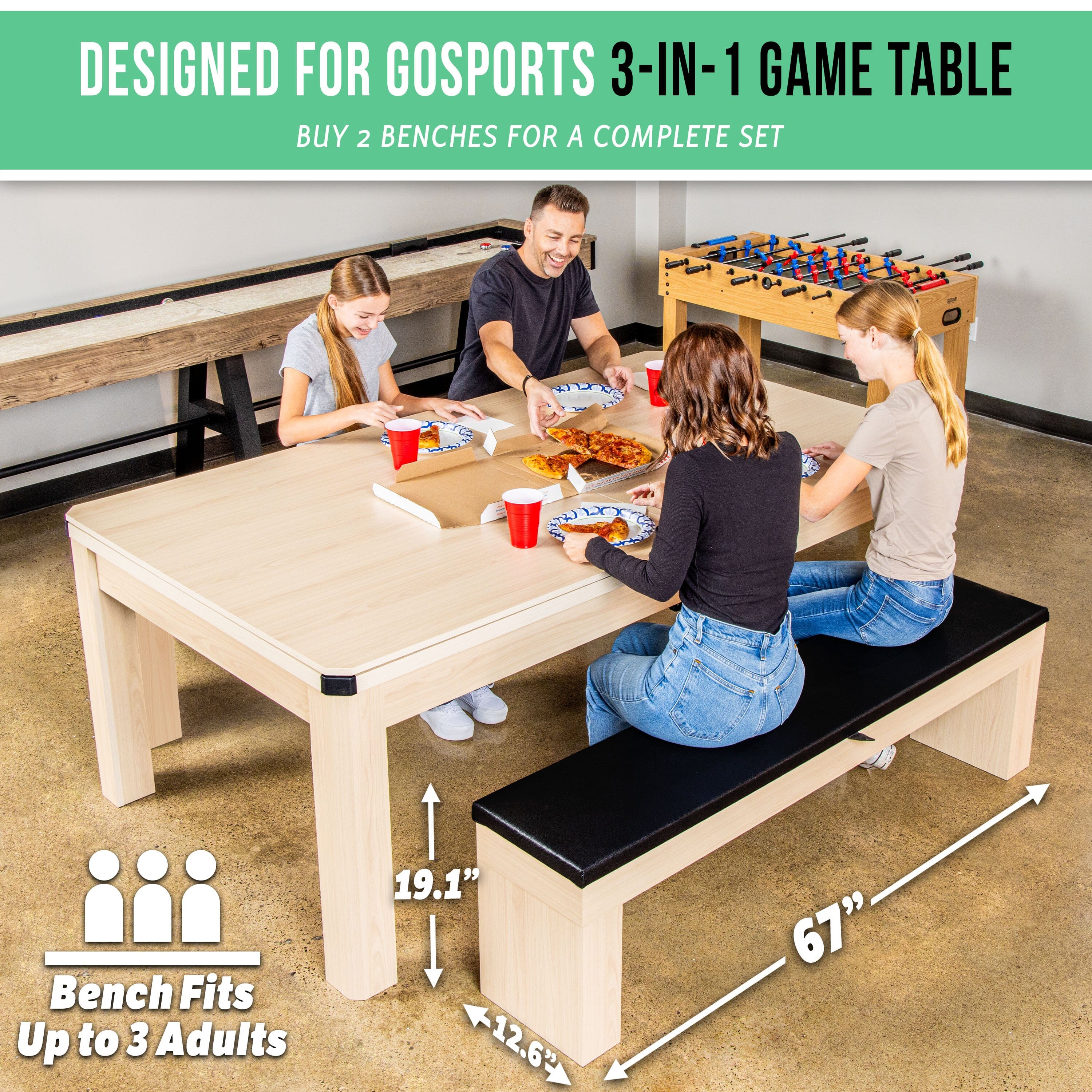 Storage Bench for GoSports 7 ft 3 in 1 Pool, Dining, & Table Light Tennis Combo Table GoSports