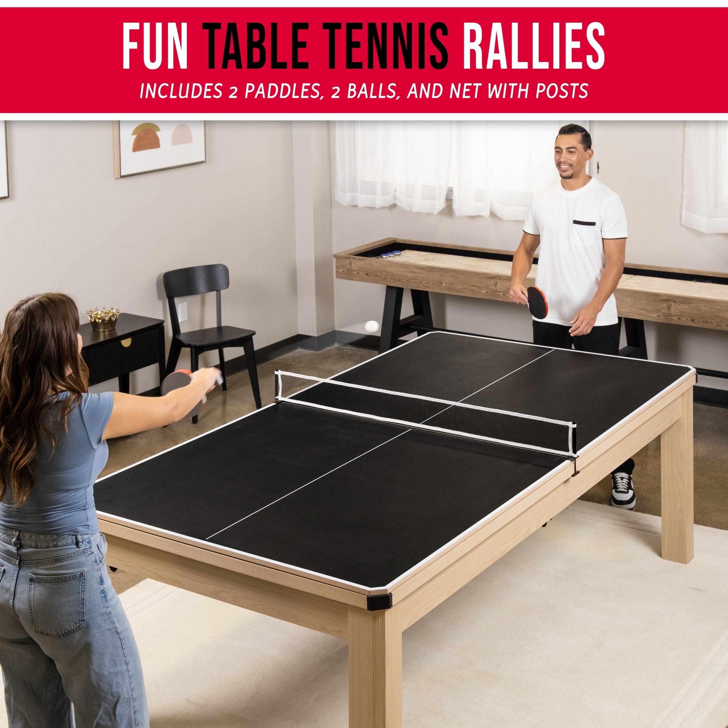 GoSports 8 ft 3 in 1 Pool, Dining, & Table Tennis Combo Table and Storage Benches - Convertible Billiards with Game Accessories PlayGoSports.com