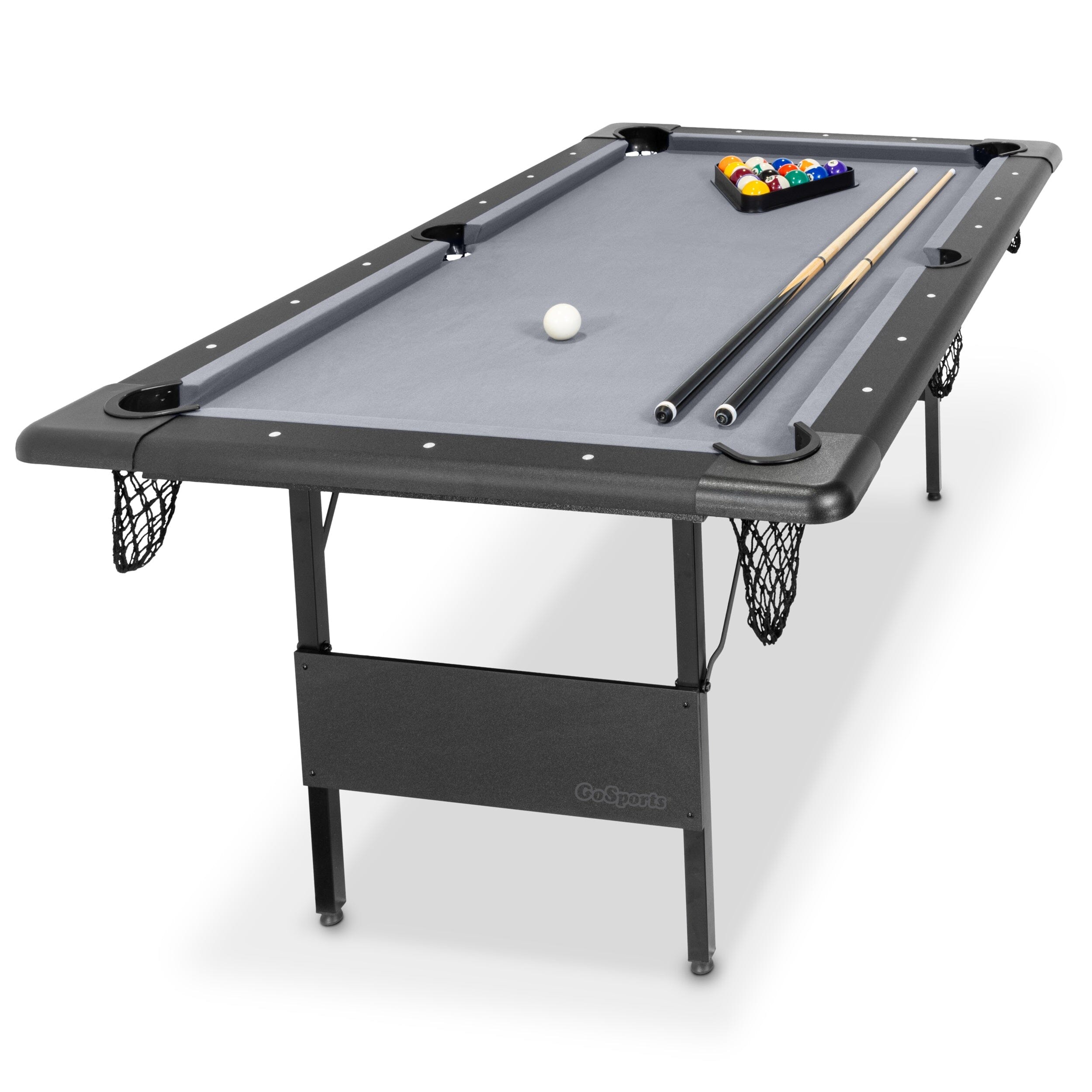 GoSports 6 ft Foldable Pool Table - Portable Billiards Table with Accessories PlayGoSports.com Black