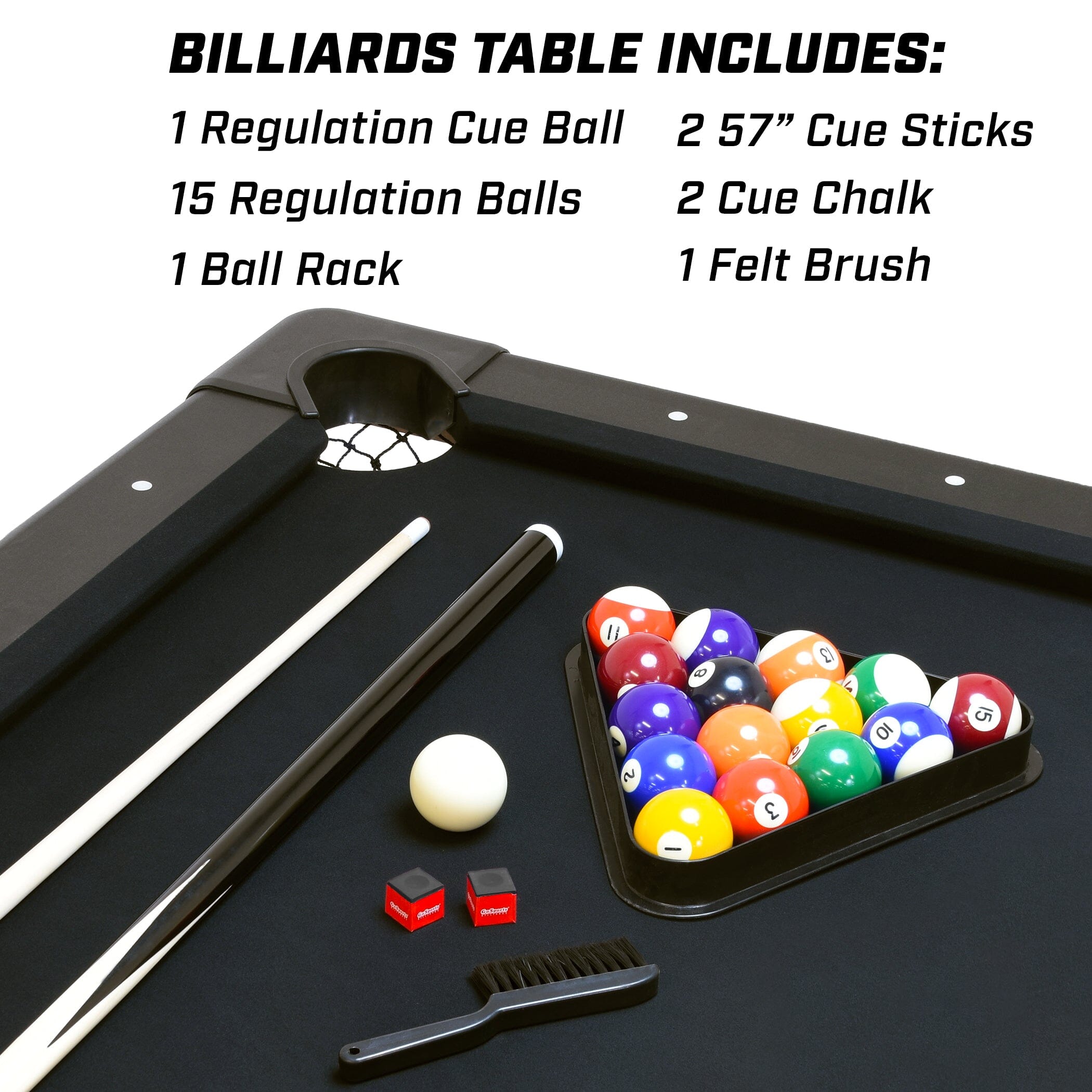 GoSports Mid-Size 6ft x 3.5ft Billiards Game Table - Foldable Design, Includes Full Set of Pool Balls, 2 Cue Sticks, Chalk, and Felt Brush GoSports