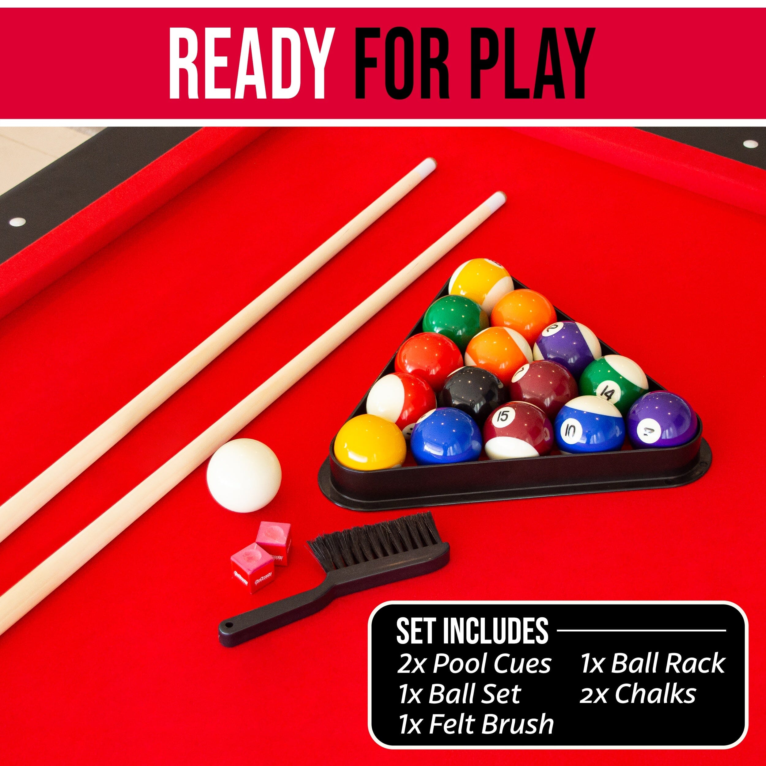 GoSports 6 ft Billiards Tables - No Assembly, Choose Your Color - Portable Pool Table Includes Full Set of Balls, 2 Cue Sticks, Chalk and Felt Brush GoSports