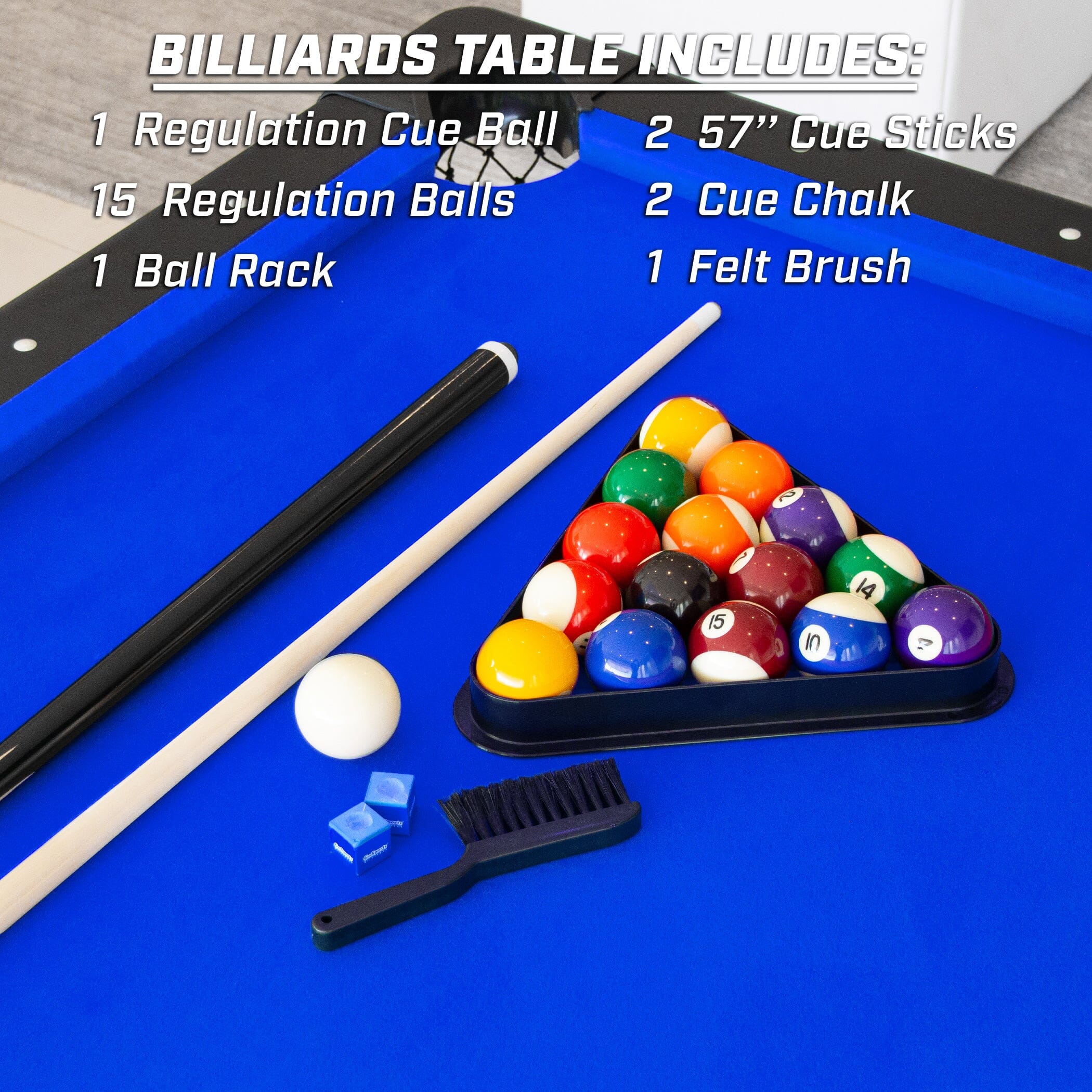GoSports Mid-Size 7ft x 3.9ft Billiards Game Table - Foldable Design, Includes Full Set of Pool Balls, 2 Cue Sticks, Chalk, and Felt Brush GoSports