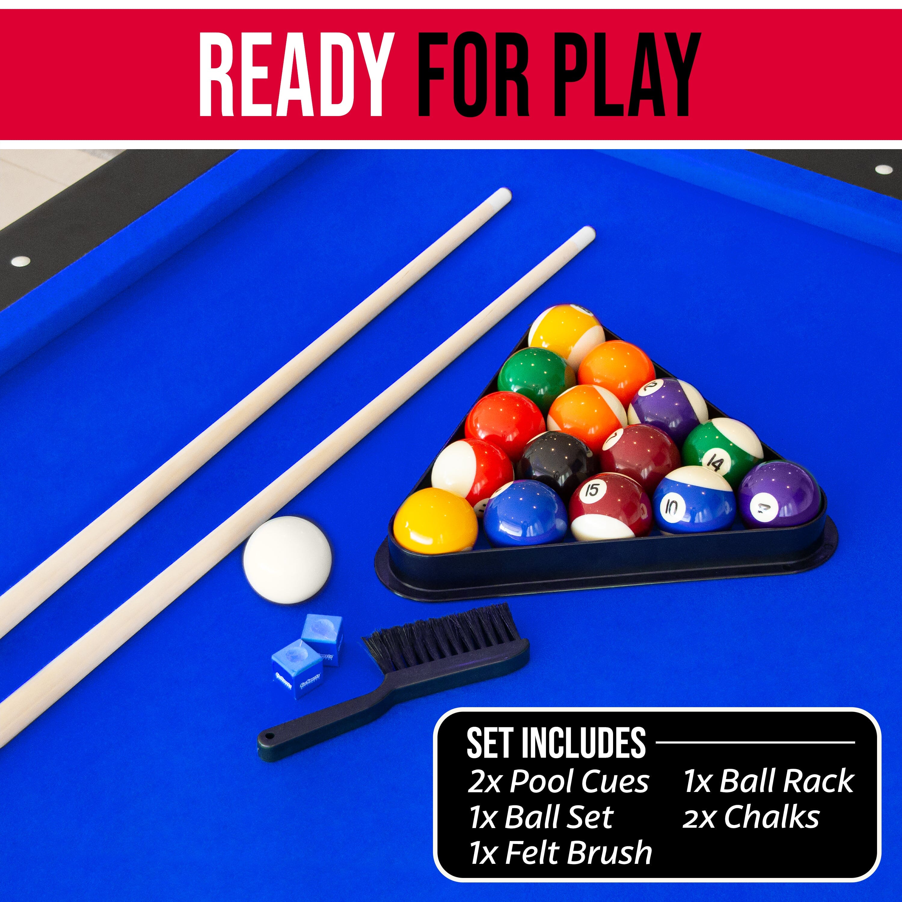 GoSports 6 ft Billiards Tables - No Assembly, Choose Your Color - Portable Pool Table Includes Full Set of Balls, 2 Cue Sticks, Chalk and Felt Brush GoSports