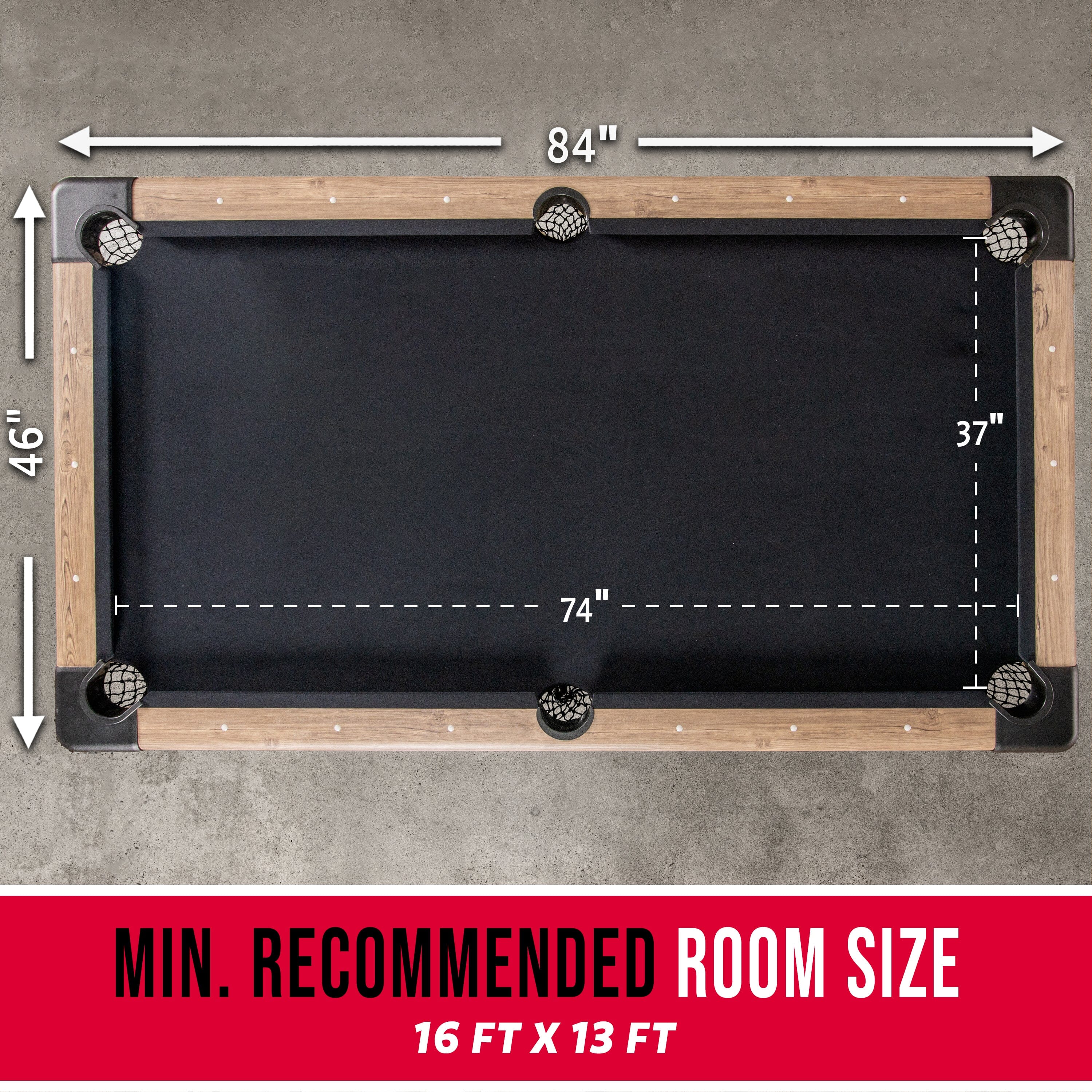 GoSports Mid-Size 7ft x 3.9ft Billiards Game Table - Foldable Design, Includes Full Set of Pool Balls, 2 Cue Sticks, Chalk, and Felt Brush GoSports