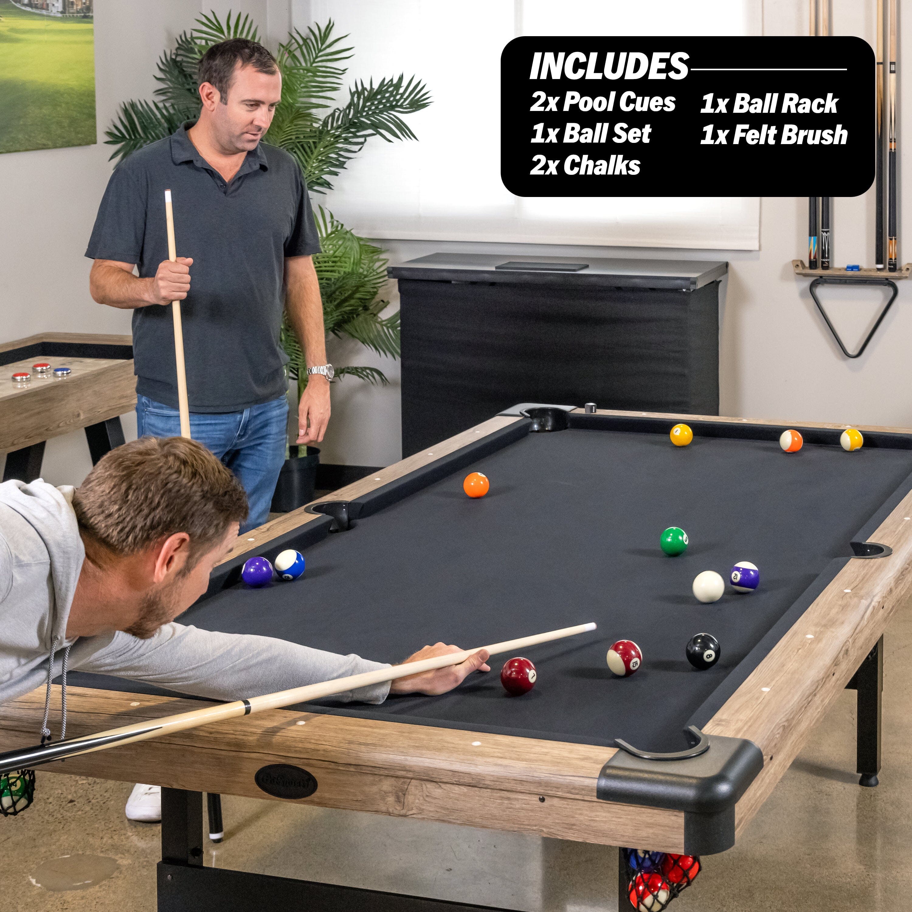 GoSports Mid-Size 7ft x 3.9ft Billiards Game Table - Foldable Design, Includes Full Set of Pool Balls, 2 Cue Sticks, Chalk, and Felt Brush GoSports