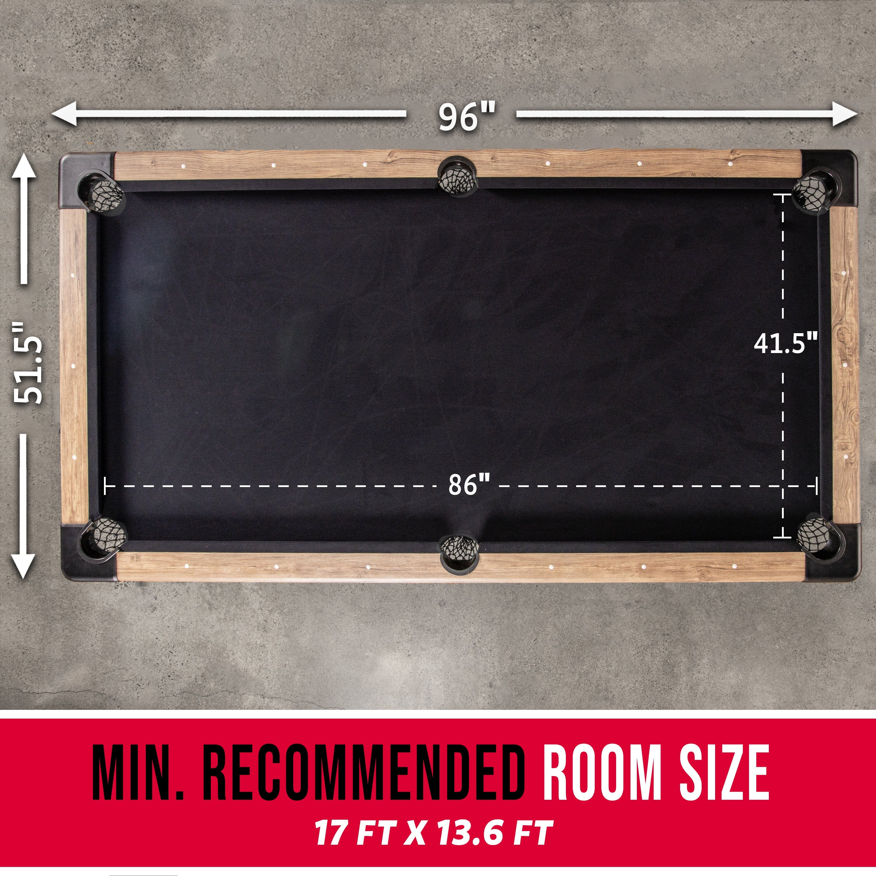 GoSports 8 ft Portable Pool Table - No Assembly Required Folding Billiard Table in Oak GoSports