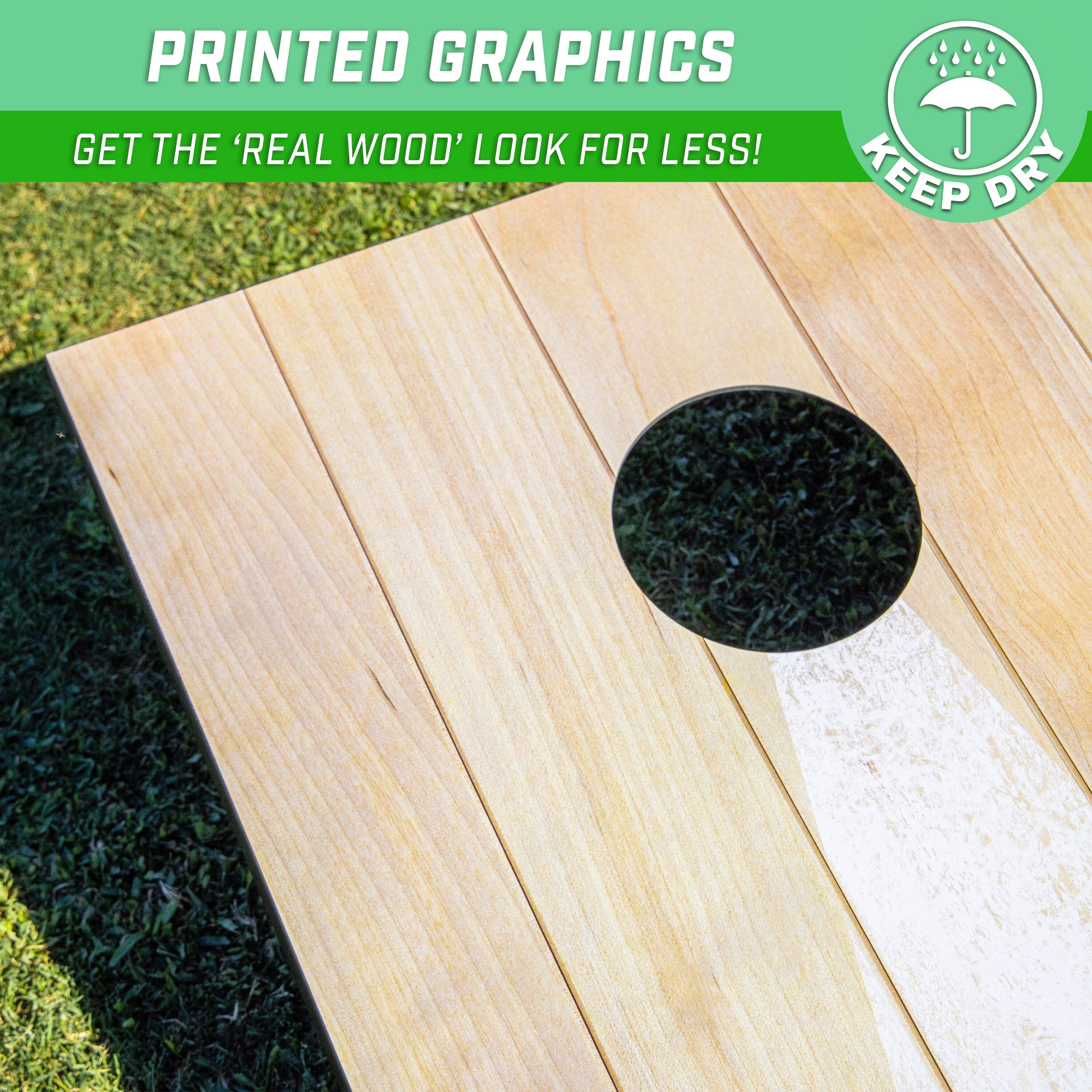 GoSports 3 x 2 ft Cornhole Board Set - Portable Outdoor Toss Game for Adults & Family - Includes Set of 8 Bean Bags with Built-in Storage - Bright Rustic GoSports