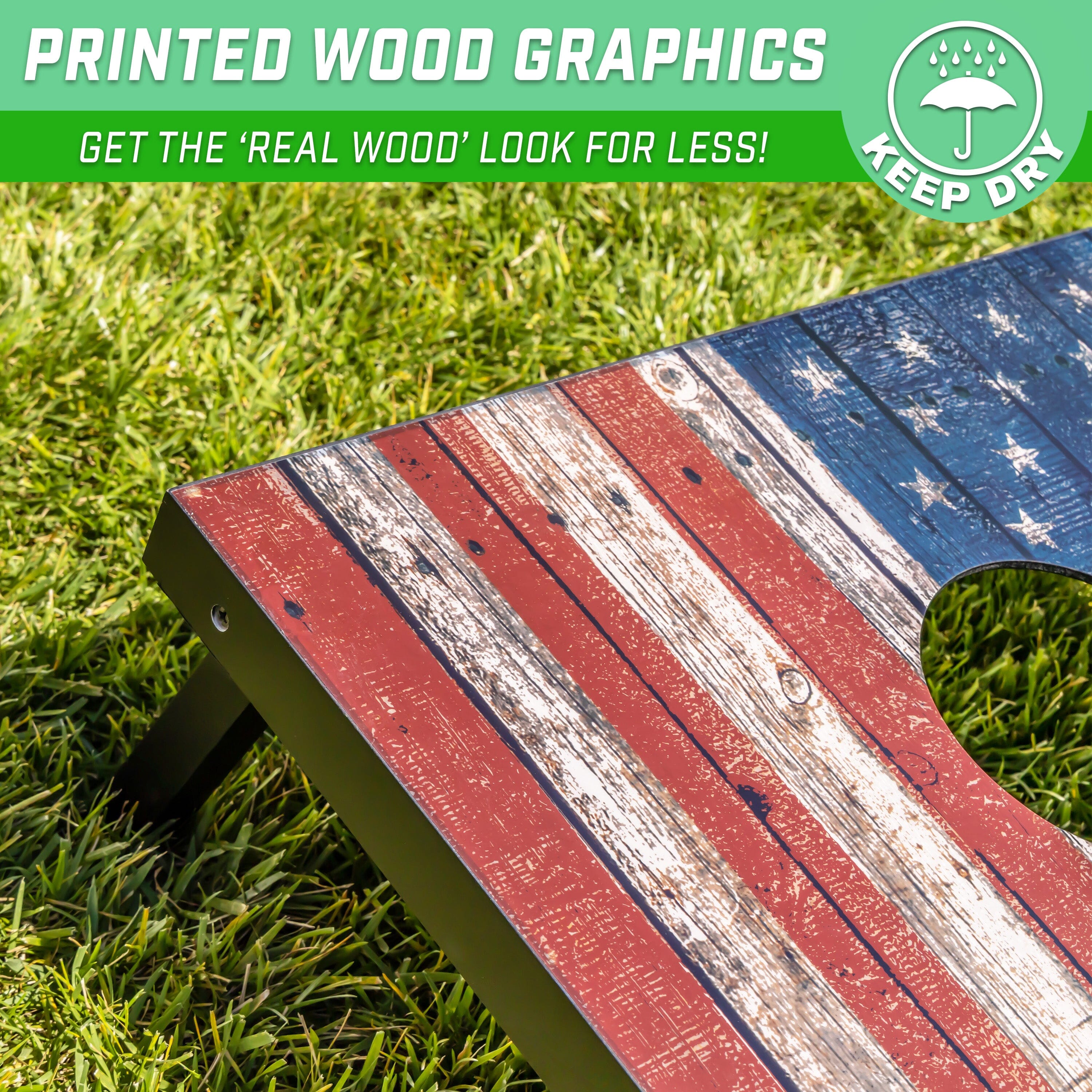 GoSports 3 ft x 2 ft Cornhole Set - American Flag Cornhole GoSports