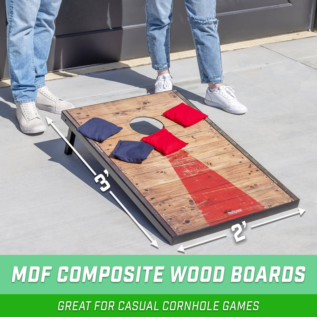 GoSports Classic Cornhole Set - Rustic Wood Cornhole GoSports