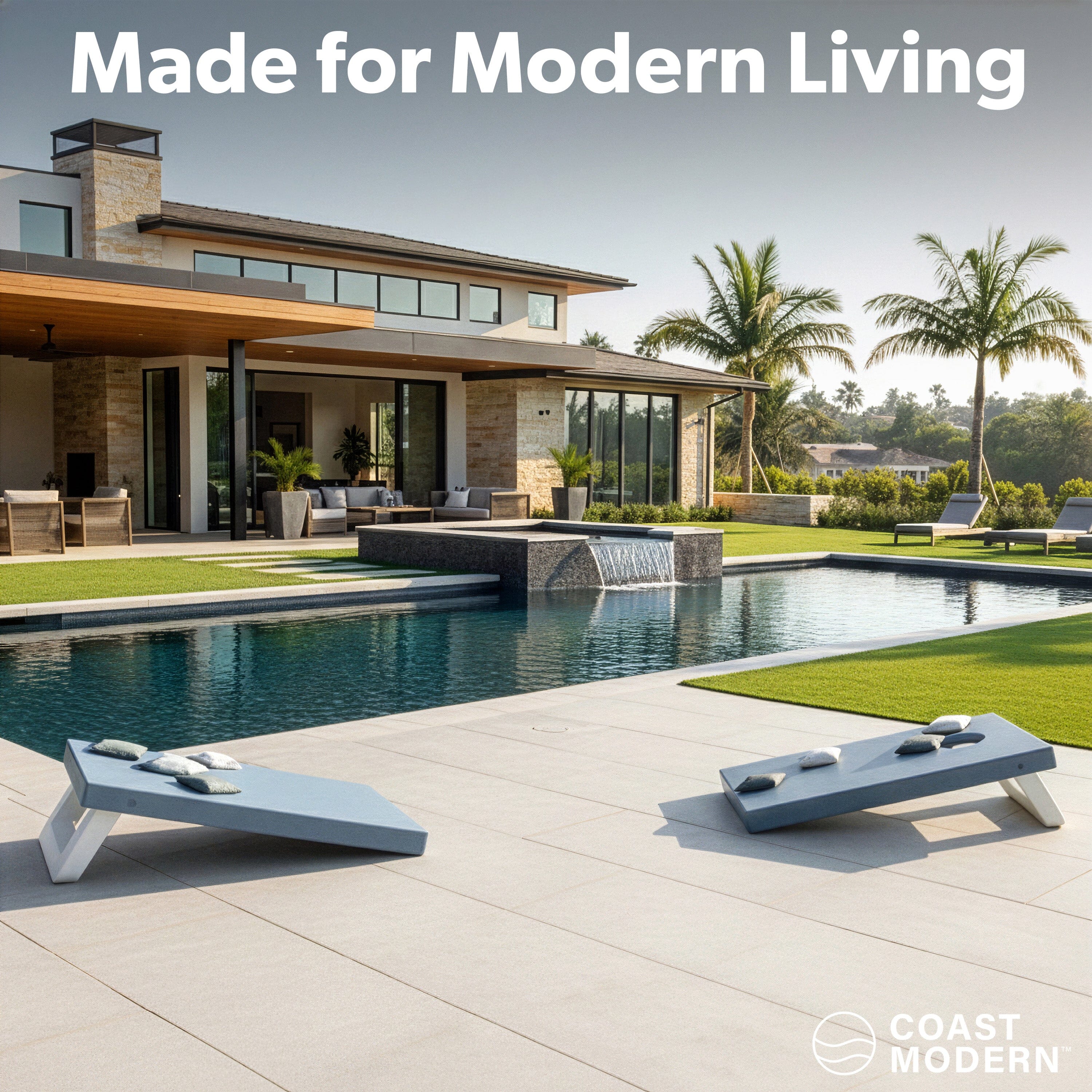 Coast Modern All Weather Cornhole Board Set - 4 x 2 ft Regulation Size - Premium Outdoor Game for Adults & Family Cornhole Playgosports.com
