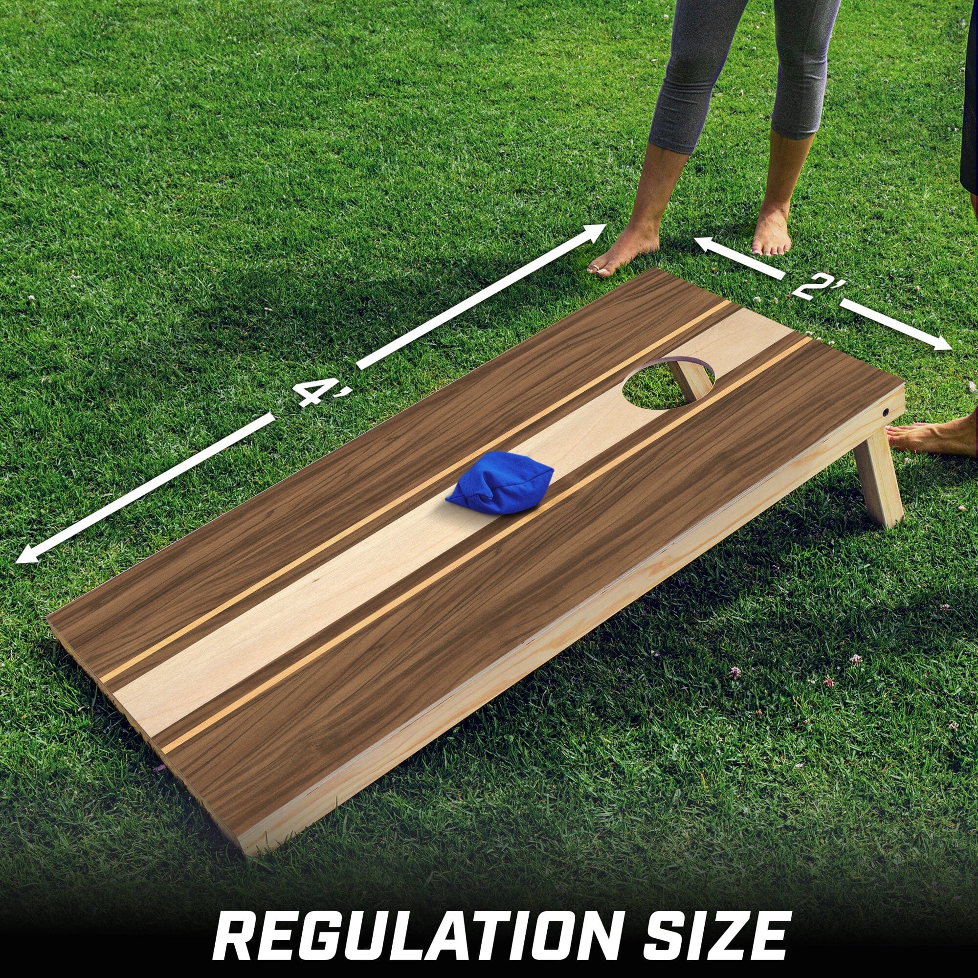 GoSports 4 x 2 ft Regulation Size Wood Cornhole Board Set - Walnut Design, Includes 2 Boards, 8 Bean Bags, Carrying Case and Game Rules GoSports