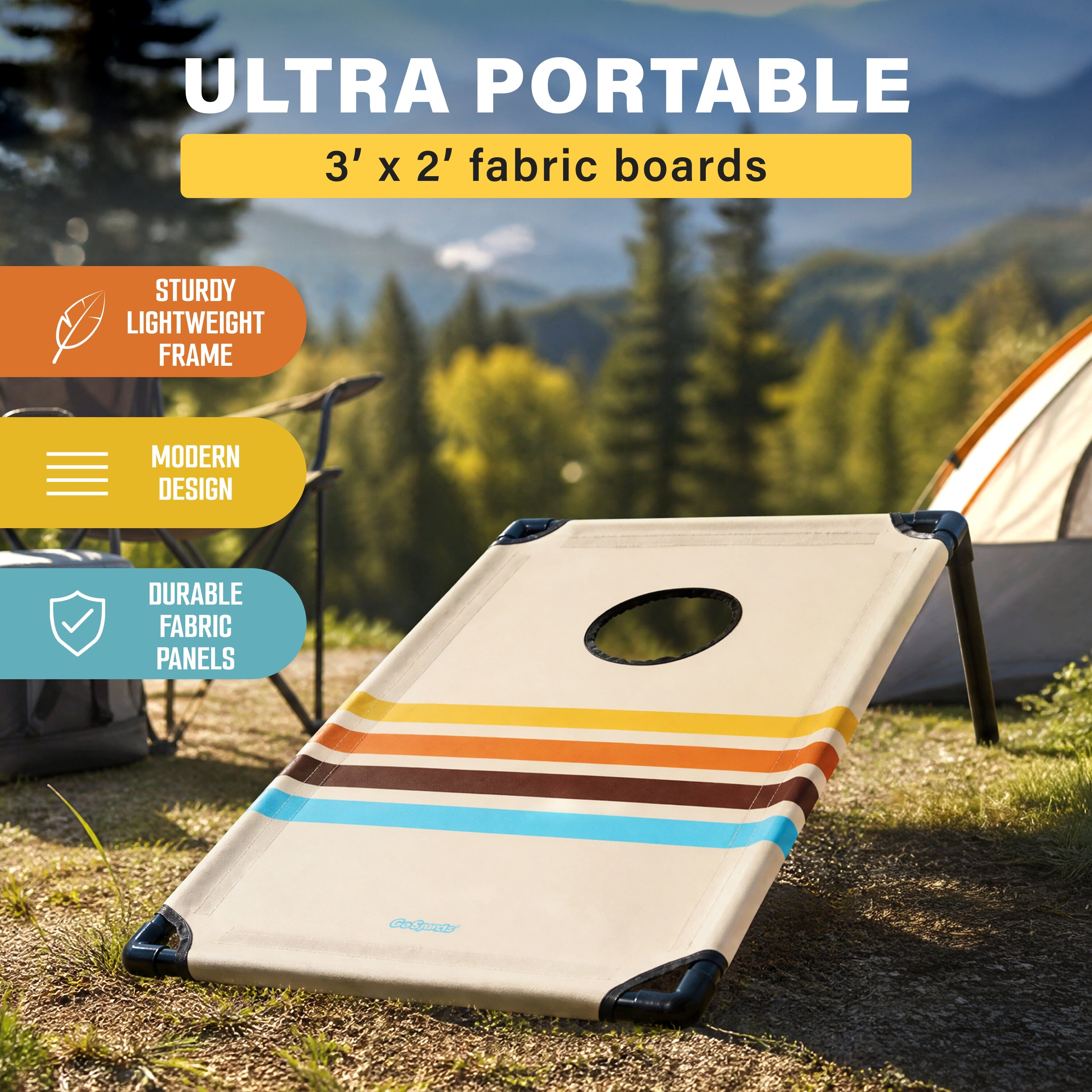 GoSports 3 x 2 ft Portable Cornhole Set with Carry Case - Outdoor Lawn Bean Bag Toss Game for Adults and Family - Beach, Camping, Yard Games & More - Drifter PlayGoSports.com