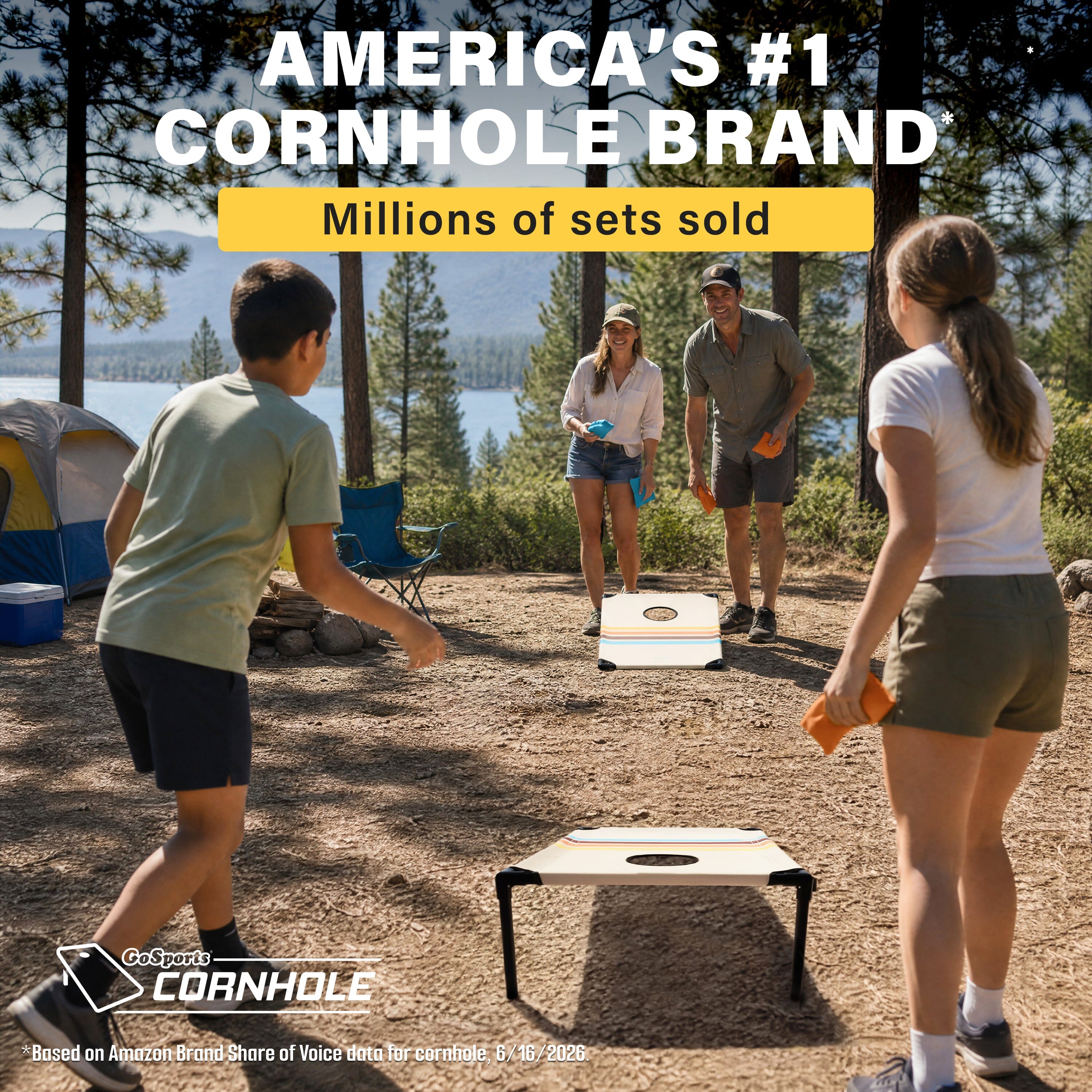 GoSports 3 x 2 ft Portable Cornhole Set with Carry Case - Outdoor Lawn Bean Bag Toss Game for Adults and Family - Beach, Camping, Yard Games & More - Drifter PlayGoSports.com