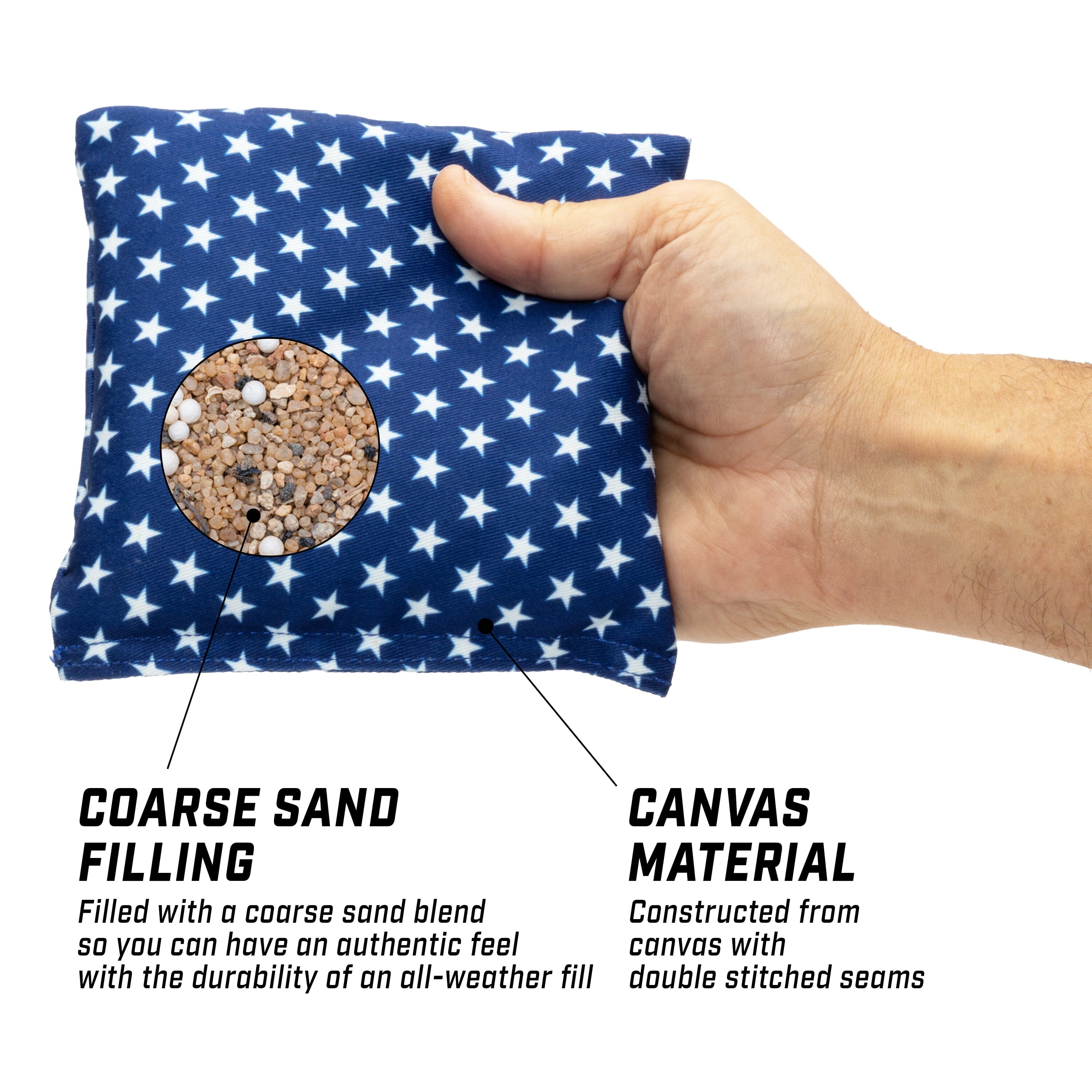 GoSports Official Regulation Cornhole Bean Bags Set of 8 - All Weather - Classic American Stars and Stripes Cornhole GoSports