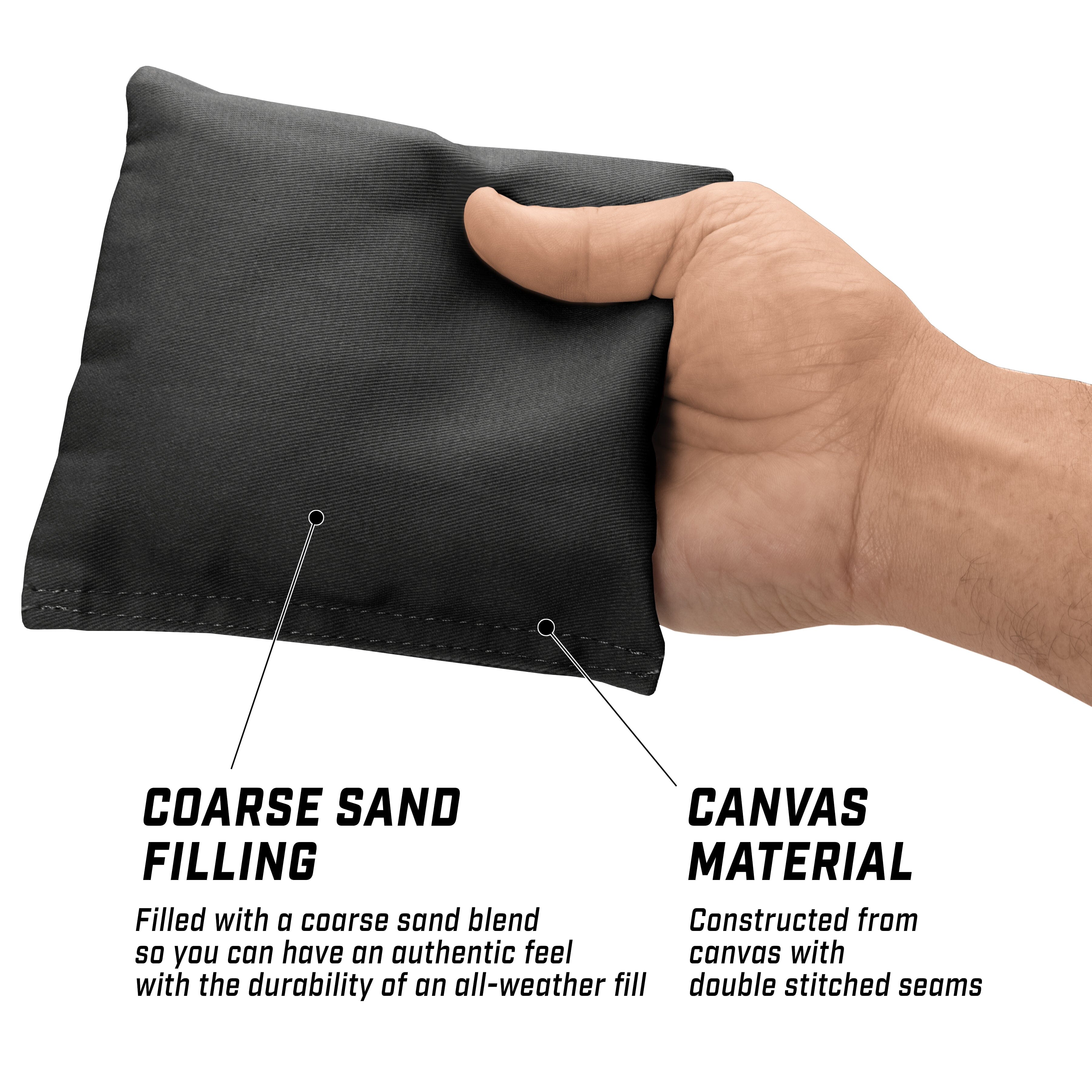 GoSports Cornhole Bean Bags Set of 4 - Regulation All Weather - Classic Black Cornhole GoSports