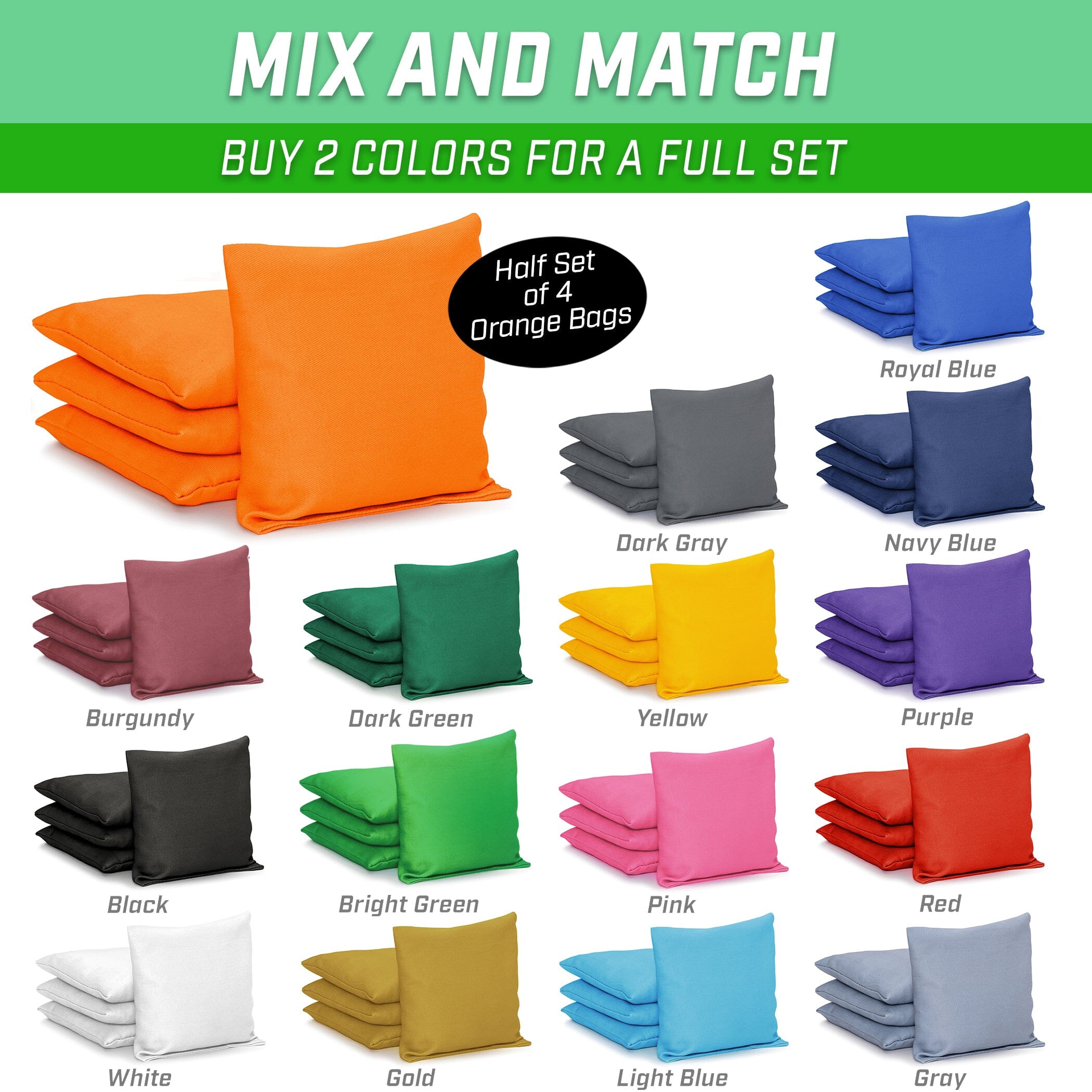 GoSports Cornhole Bean Bags Set of 4 - Regulation All Weather - Classic Orange Cornhole GoSports