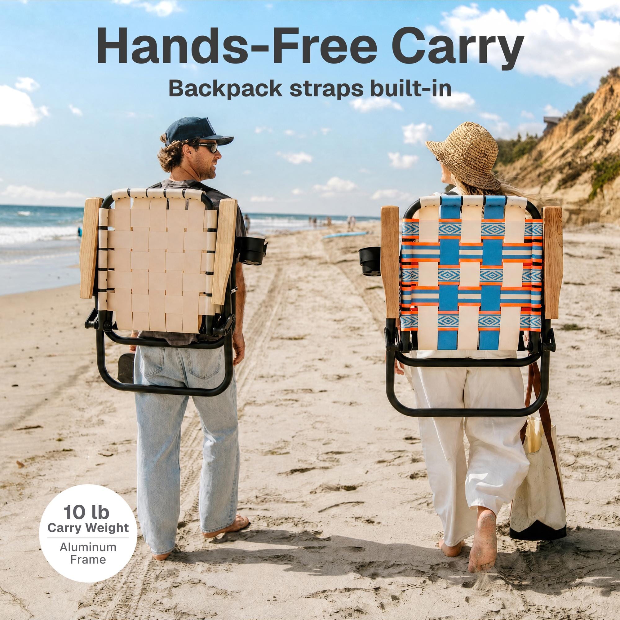 GoSports WOVN Beach Backpack Chair - 9 Styles Available - Premium Folding Camping Chair GoSports