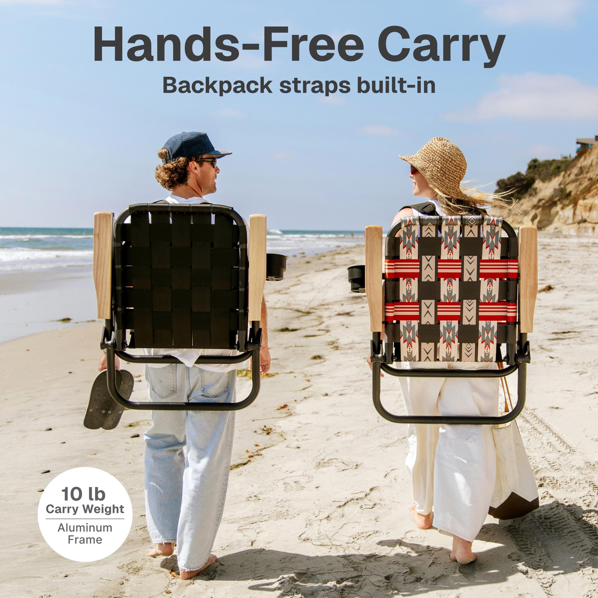 GoSports WOVN Beach Backpack Chair - 9 Styles Available - Premium Folding Camping Chair GoSports