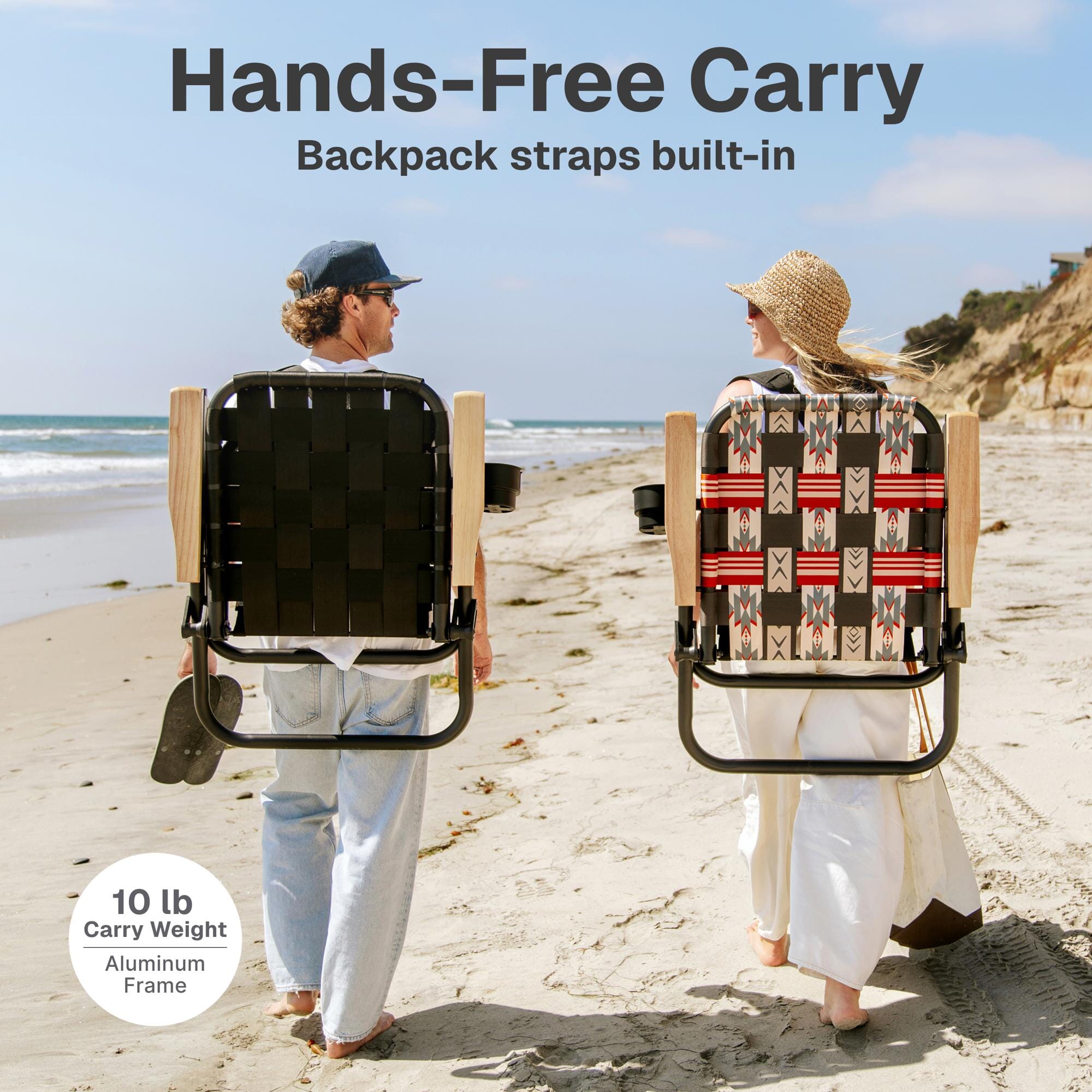 GoSports WOVN Beach Backpack Chair - 9 Styles Available - Premium Folding Camping Chair GoSports