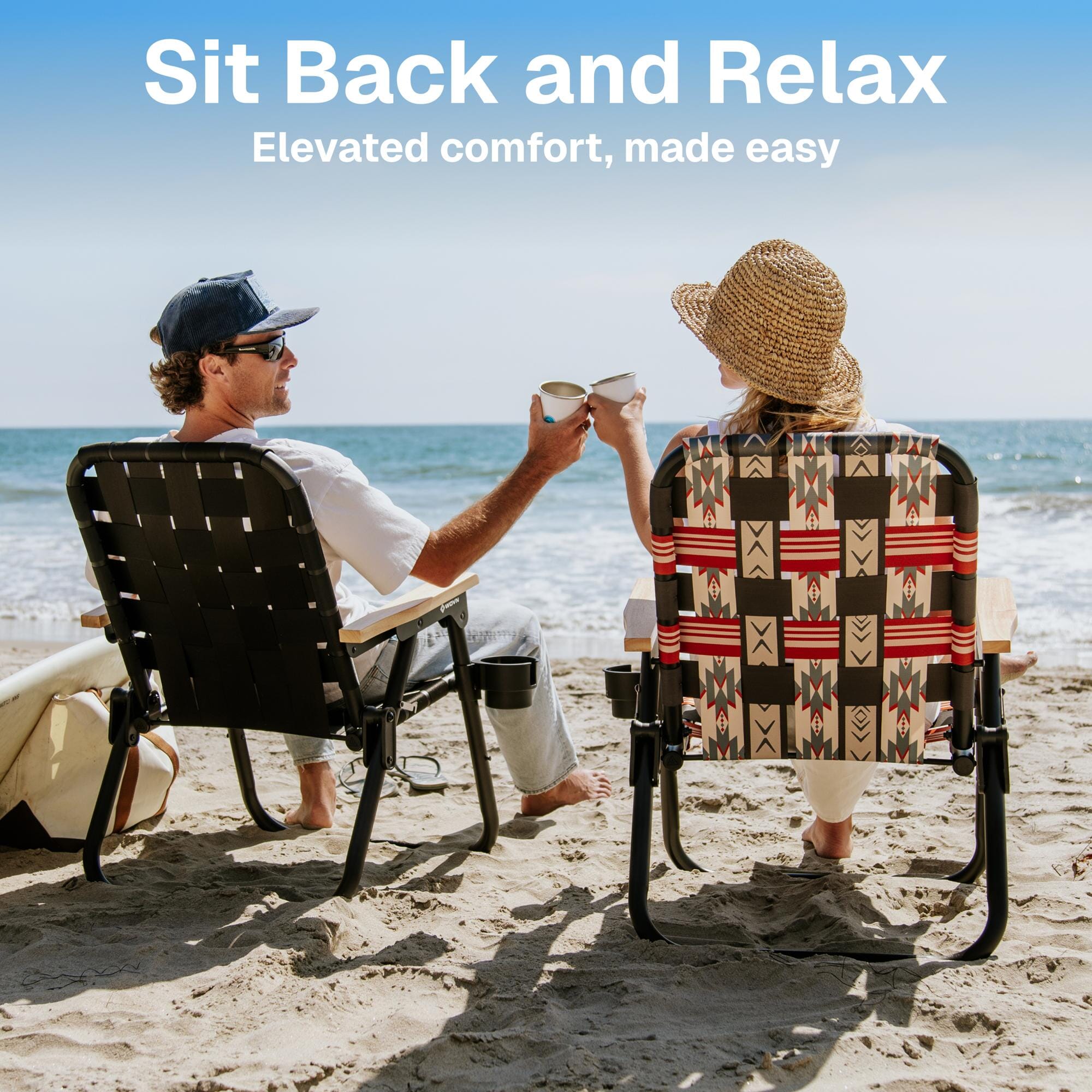 GoSports WOVN Beach Backpack Chair - 9 Styles Available - Premium Folding Camping Chair GoSports