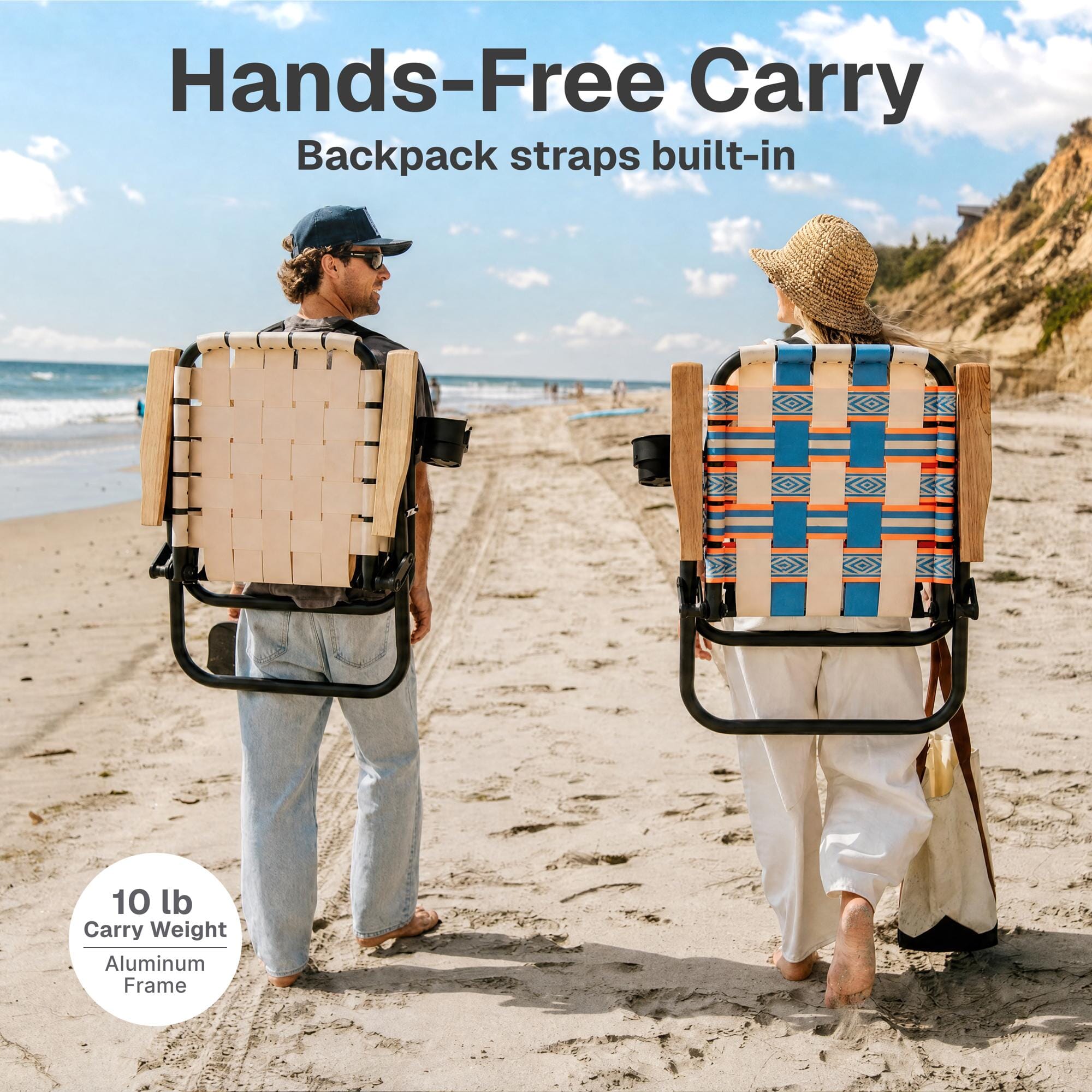 GoSports WOVN Beach Backpack Chair - 9 Styles Available - Premium Folding Camping Chair GoSports