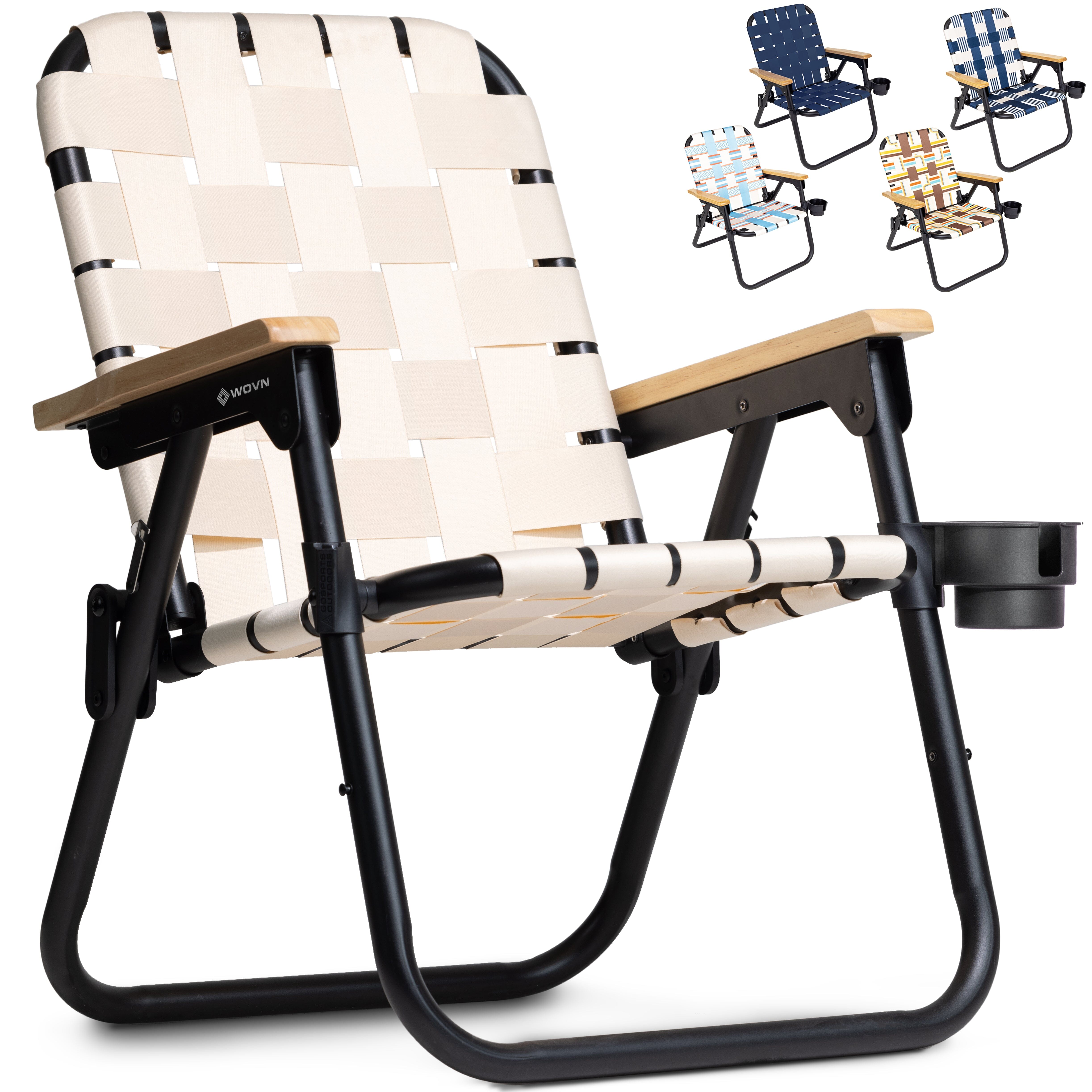 GoSports WOVN Beach Backpack Chair - 9 Styles Available - Premium Folding Camping Chair GoSports Natural