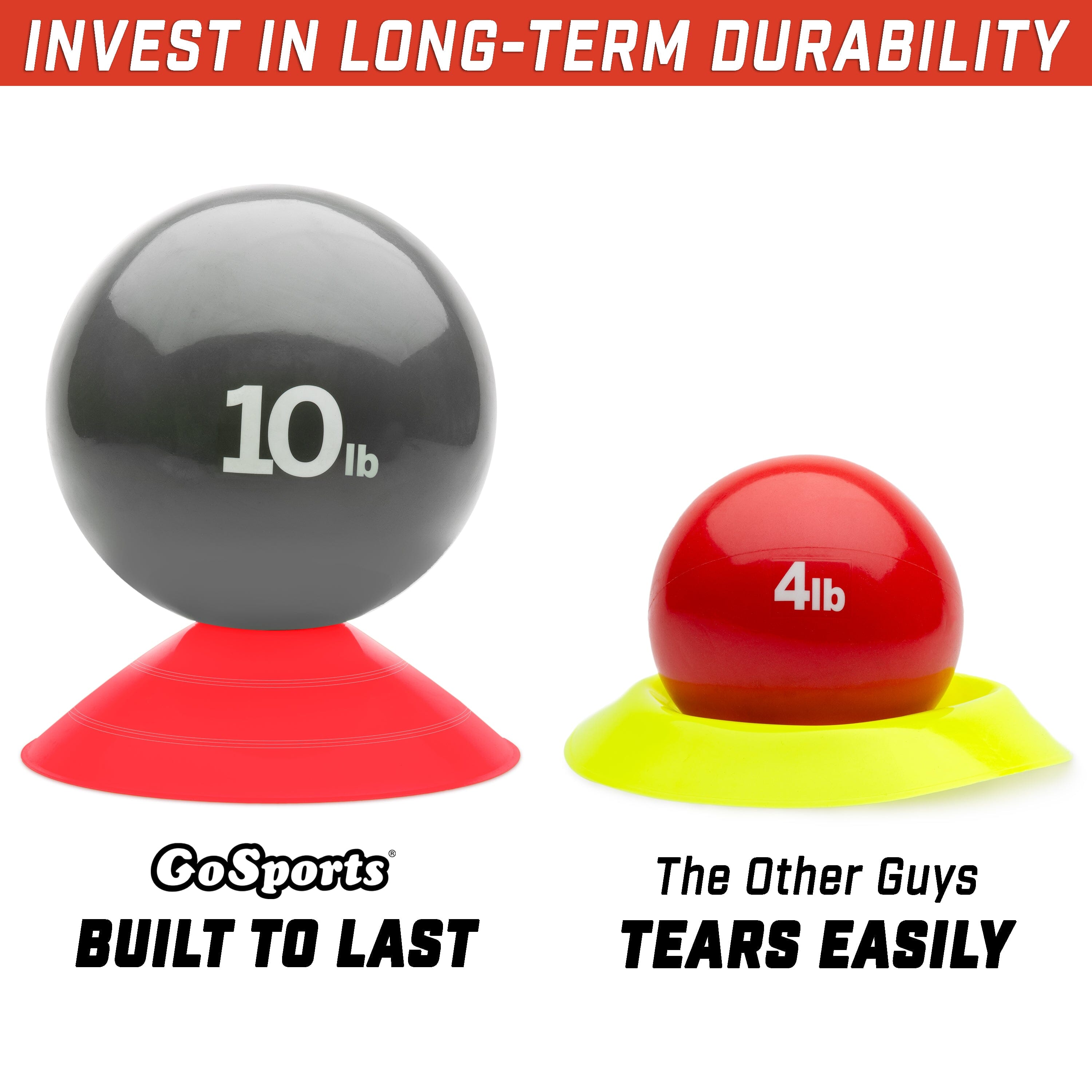 a ball and a ball on a stand with the words invest in long - termity durability