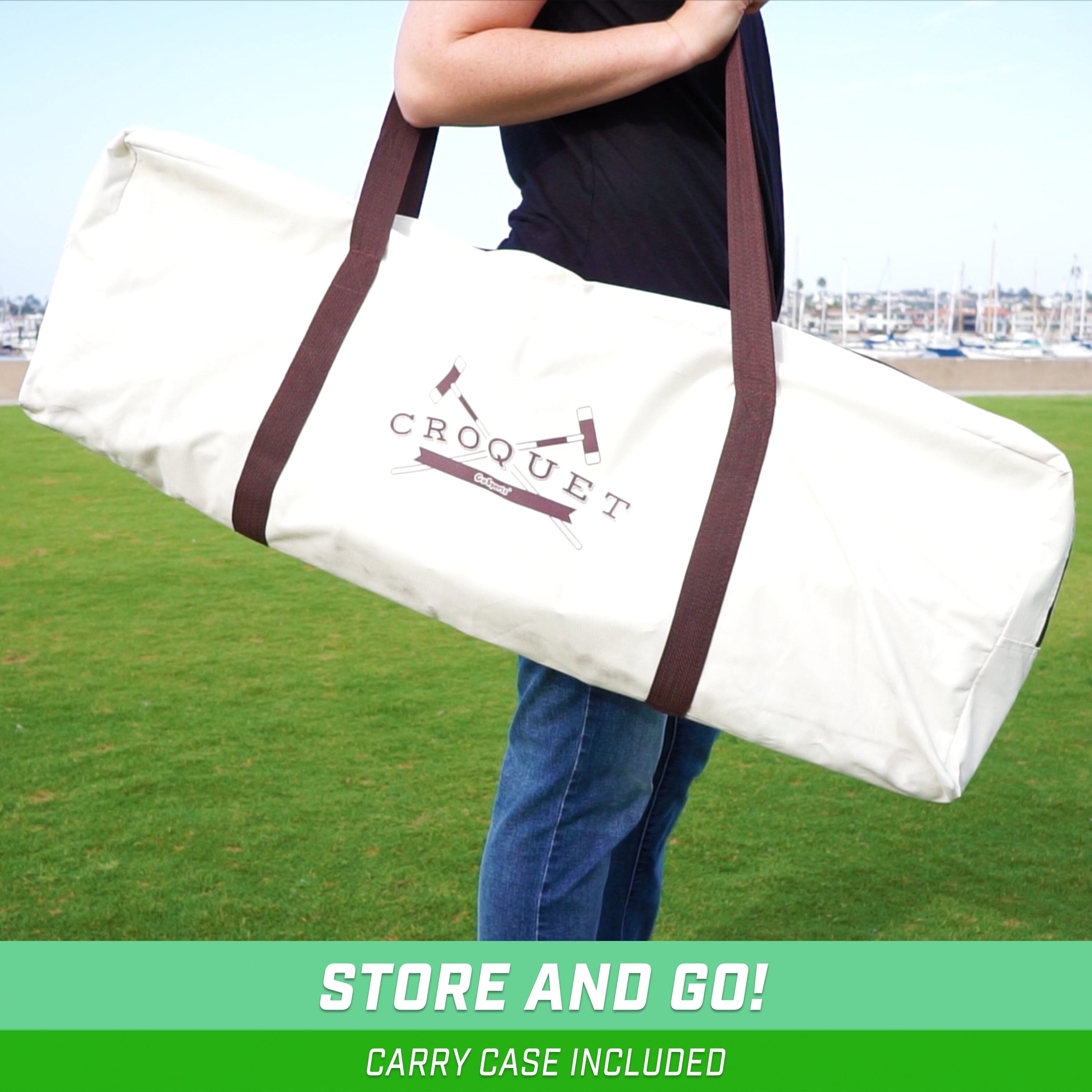 GoSports Croquet Set - Premium Outdoor Lawn Game with Mallets, Balls and Wickets Croquet GoSports