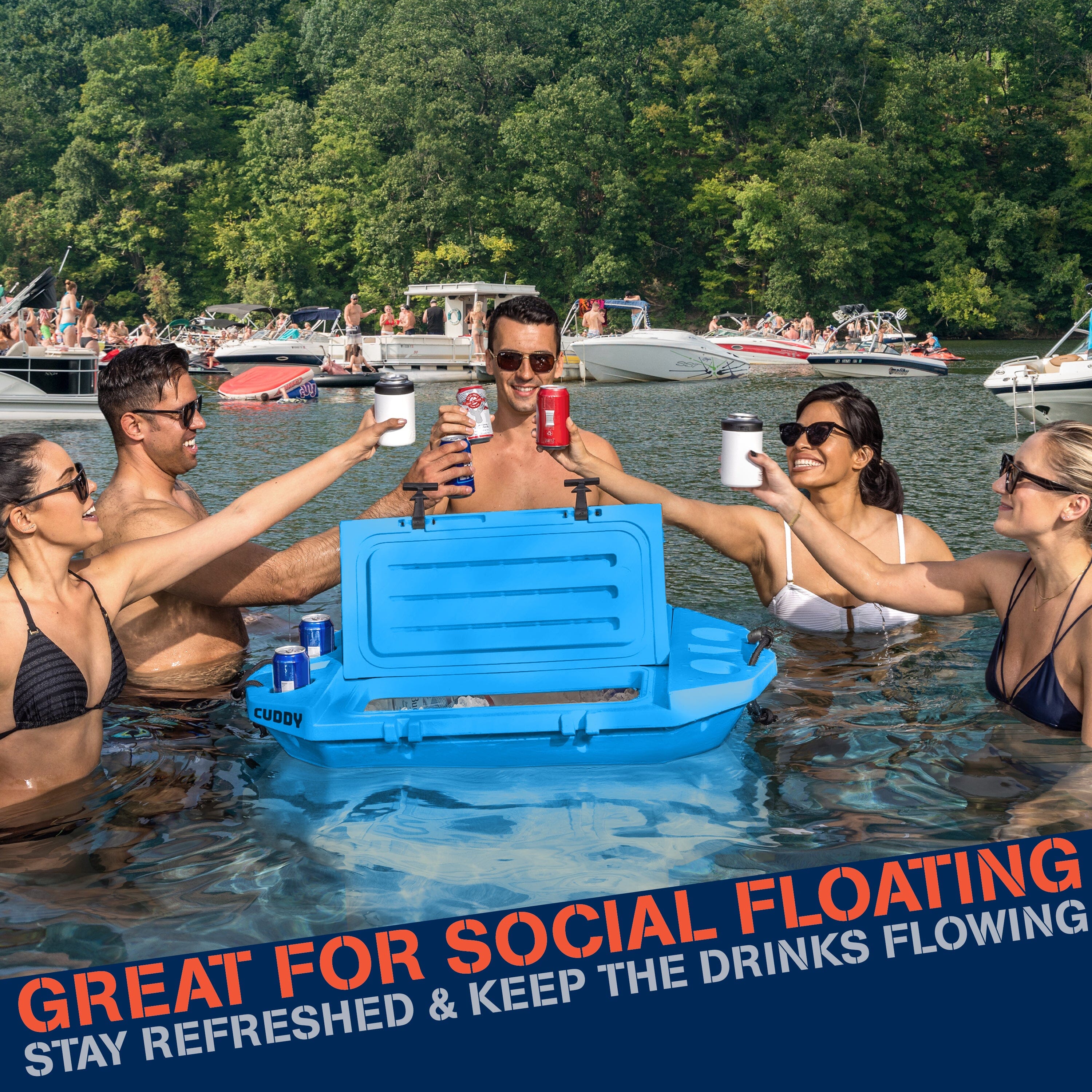 a group of people in the water