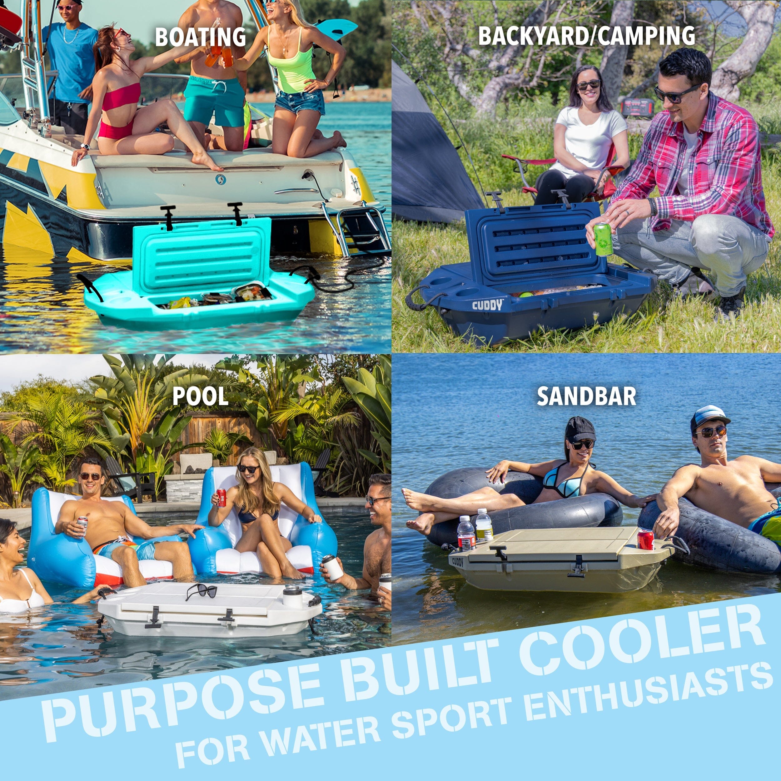 Cuddy Floating Cooler and Dry Storage Vessel - 40QT - Amphibious Hard Shell Design GoSports