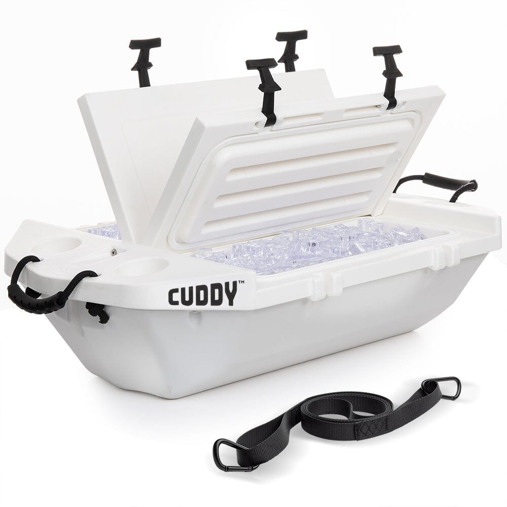 Cuddy Floating Cooler and Dry Storage Vessel - 40QT - Amphibious Hard Shell Design, White GoSports