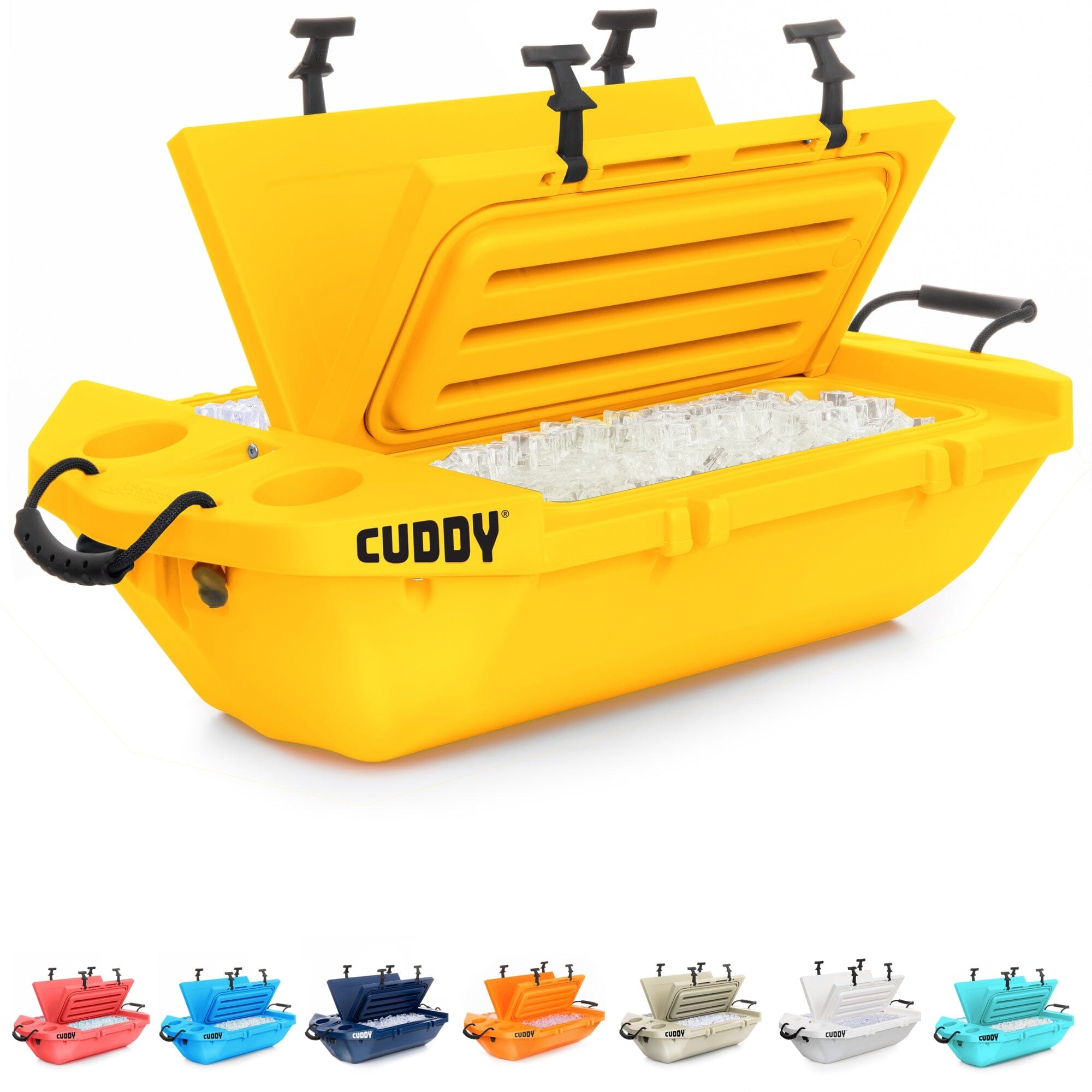 Cuddy Floating Cooler and Dry Storage Vessel - 40QT - Amphibious Hard Shell Design GoSports Yellow