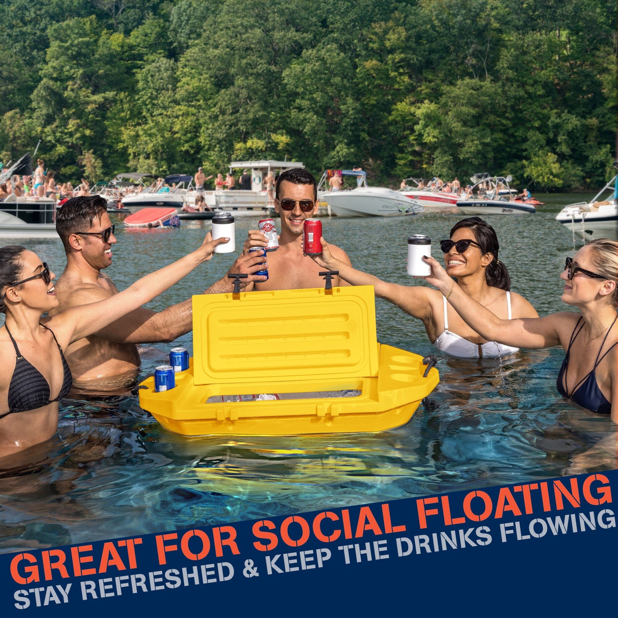 Cuddy Floating Cooler and Dry Storage Vessel - 40QT - Amphibious Hard Shell Design GoSports