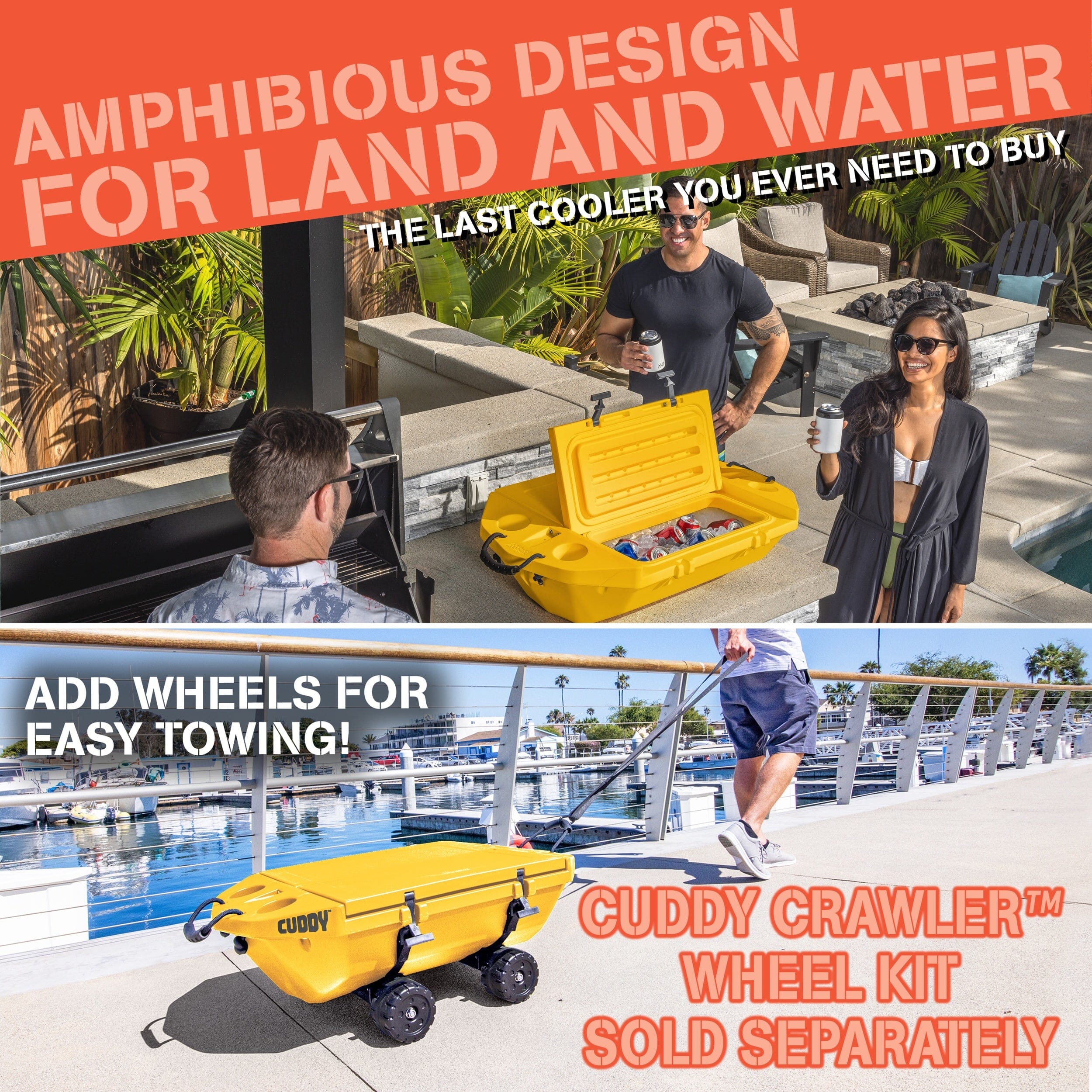 Cuddy Floating Cooler and Dry Storage Vessel - 40QT - Amphibious Hard Shell Design GoSports