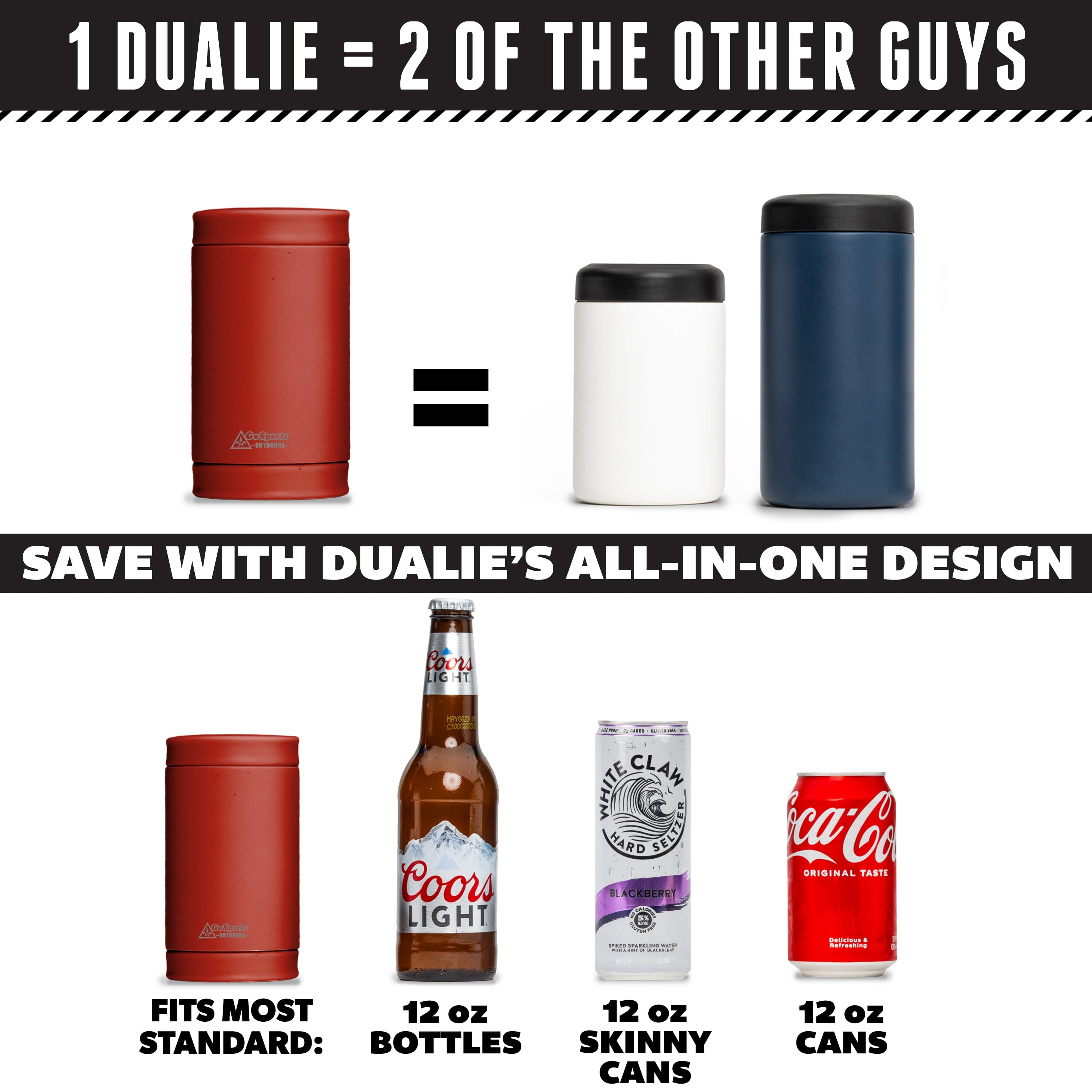 DUALIE 3 in 1 Insulated Can Cooler - Burnt Red GoSports